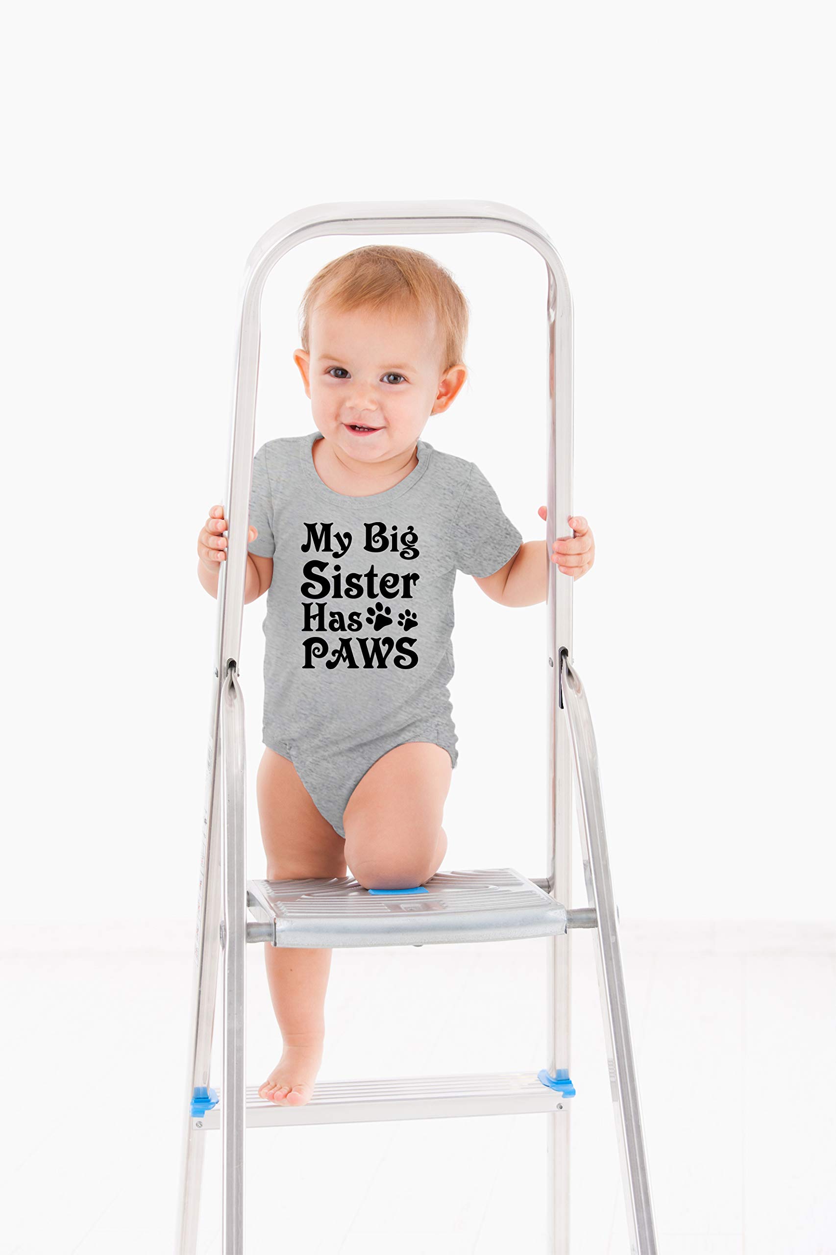 Funny Baby Bodysuit - 'My Big Sister Has Paws' Cute Newborn Outfit for Boys & Girls | Soft Cotton Romper for Playdates, Family Photos & Pet Lovers