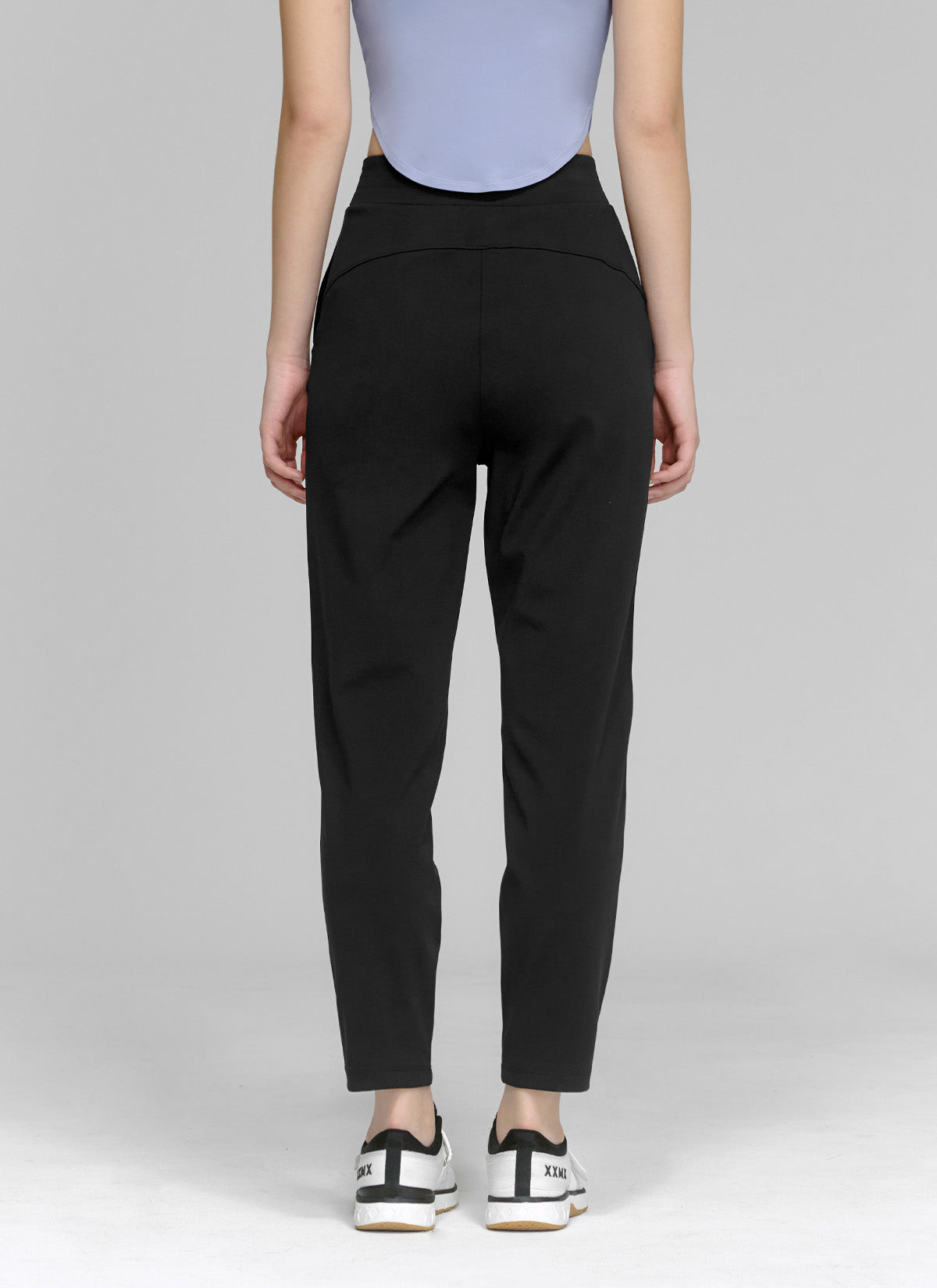 Soft Peach Cotton Slim Pants for Women - Comfortable Stretchy High Waisted Trousers for Work, Travel & Casual Wear