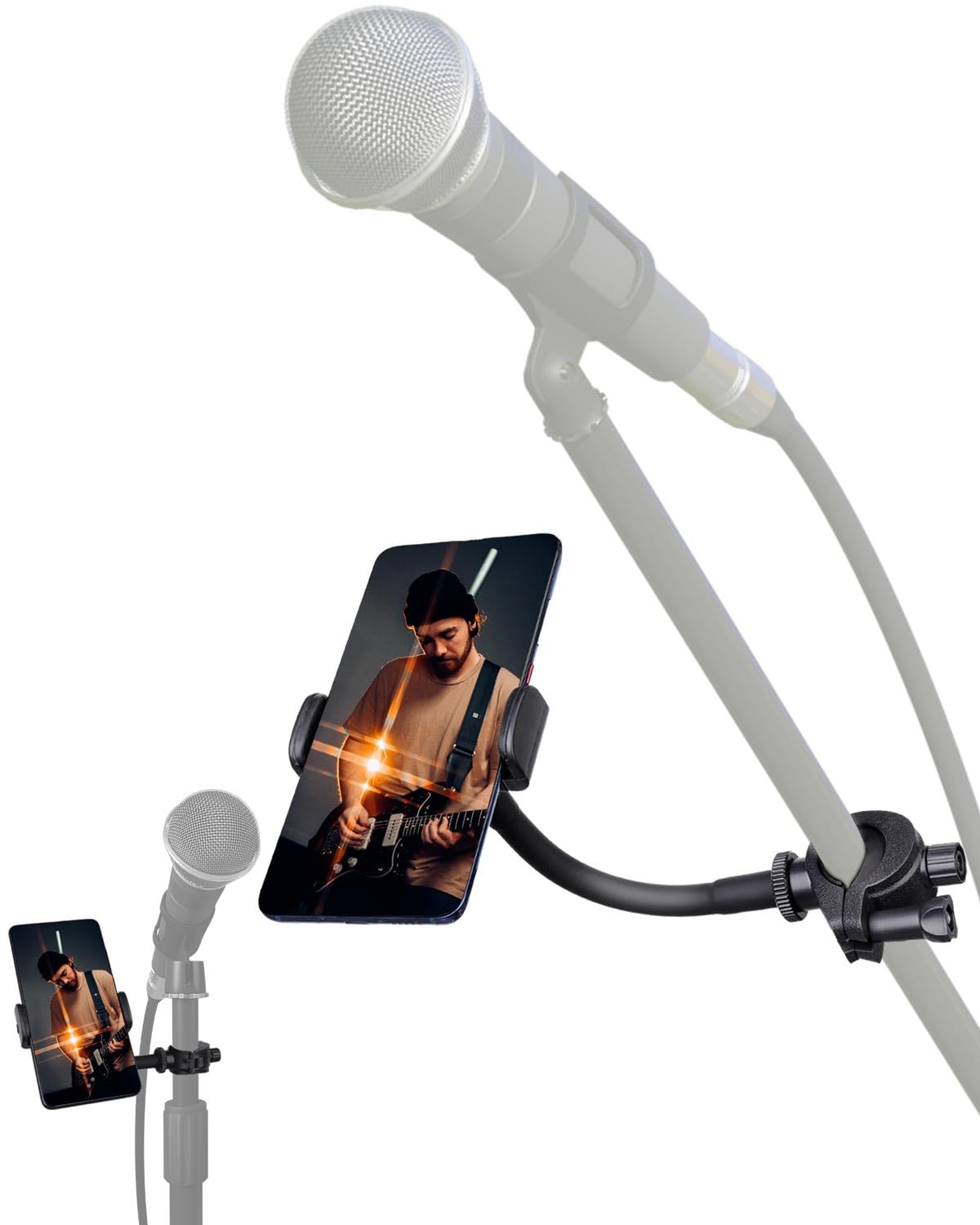 Flexible Mic Stand Phone Holder for iPhone 15/14/13/12 Pro Max & Samsung Galaxy - 6