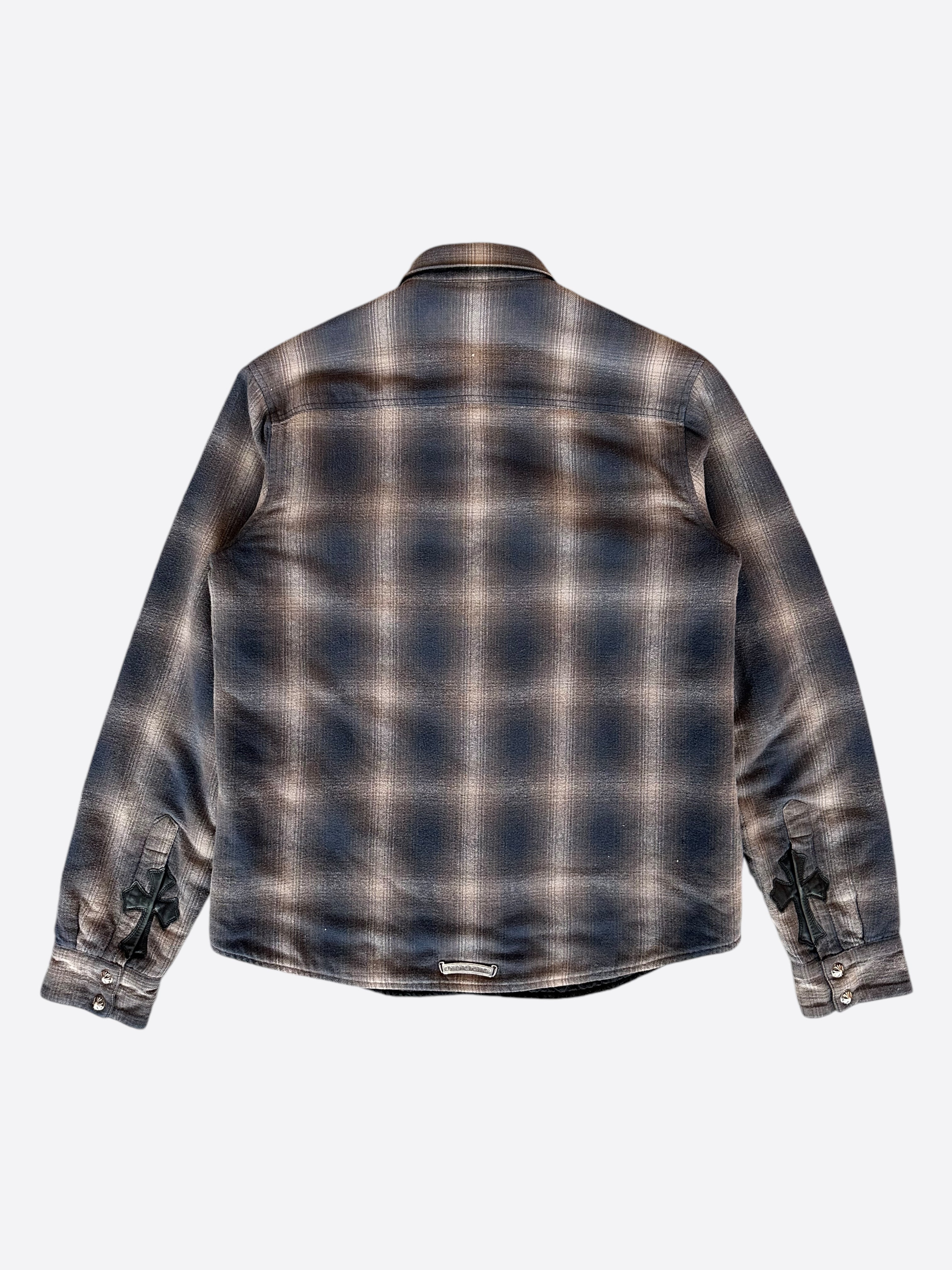 Chrome Hearts Navy Plaid Padded Flannel Jacket for Men - Stylish Winter Coat with Warm Fleece Lining | Perfect for Outdoor Activities, Casual Wear & Street Fashion