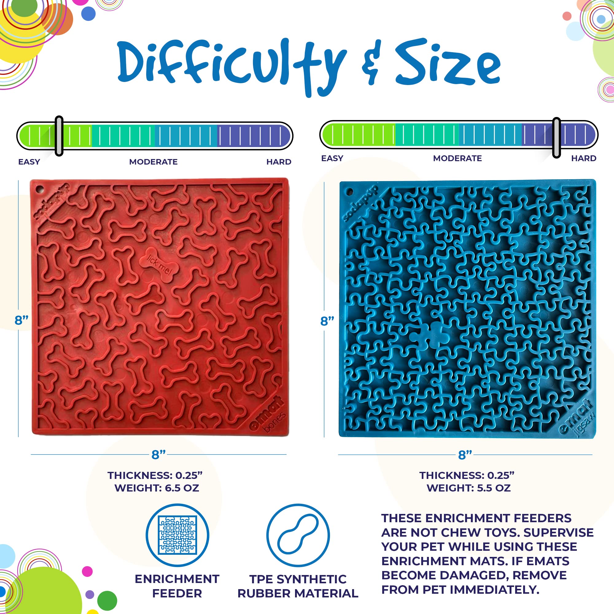 SodaPup Red Bones & Blue Jigsaw Puzzle Lick Mat Bundle – Non-Toxic Pet Feeding Mat Made in USA | Slow Feeder for Dogs & Cats | Promotes Digestive Health, Reduces Anxiety & Prevents Overeating | Perfect for Mealtime, Training, Grooming & Travel Use