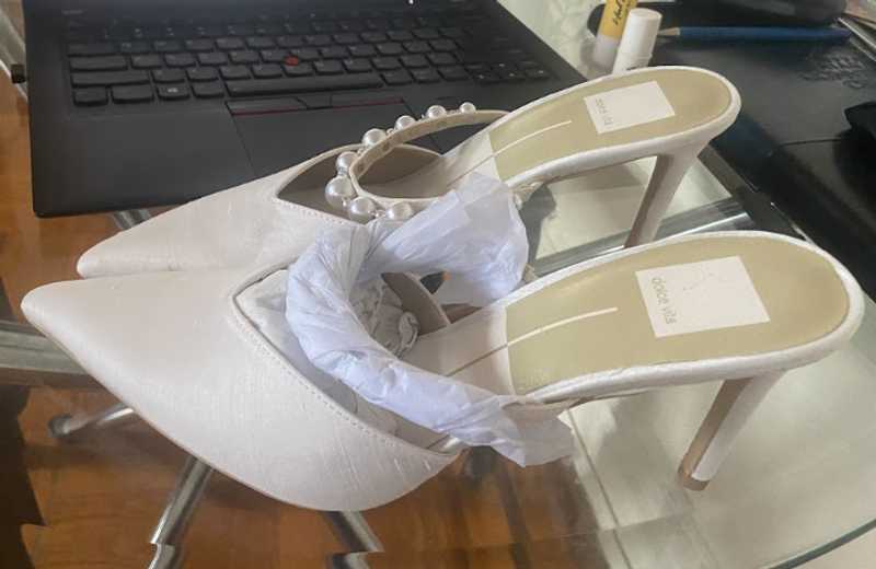 KANIKA Women's Pearl Embellished Vanilla Silk High Heels - Elegant Evening Shoes for Weddings, Parties & Special Occasions
