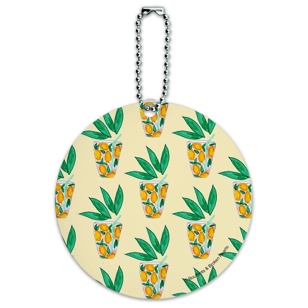 Lemonade Pattern Round Luggage ID Tag - Colorful Suitcase Handle Tag for Carry-On Bags - Perfect for Travel Identification & Vacation Accessories