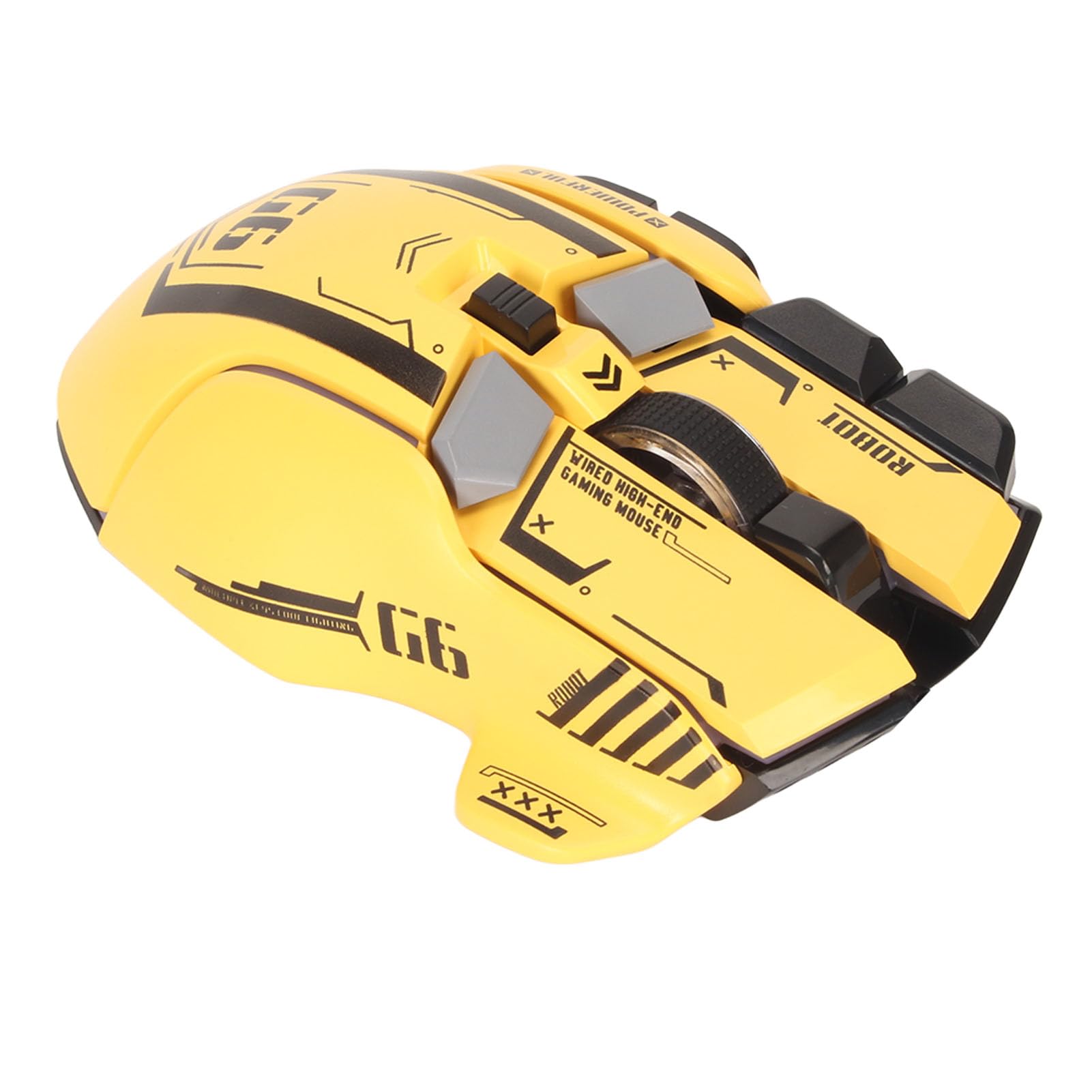 Fydun 10-Button Wired Gaming Mouse with Macro Programmable, 13 RGB Lighting Modes, 6-Speed DPI up to 12800 - Professional Gaming Accessories (Yellow) - Perfect for PC Gaming, Esports, and Office Work