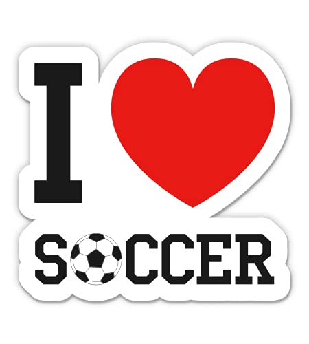 I Love Soccer - 3 Inch Vinyl Sticker - Waterproof Decal for Car, Laptop, Water Bottle, Phone - Perfect for Sports Fans, Gifts & Personalizing Accessories