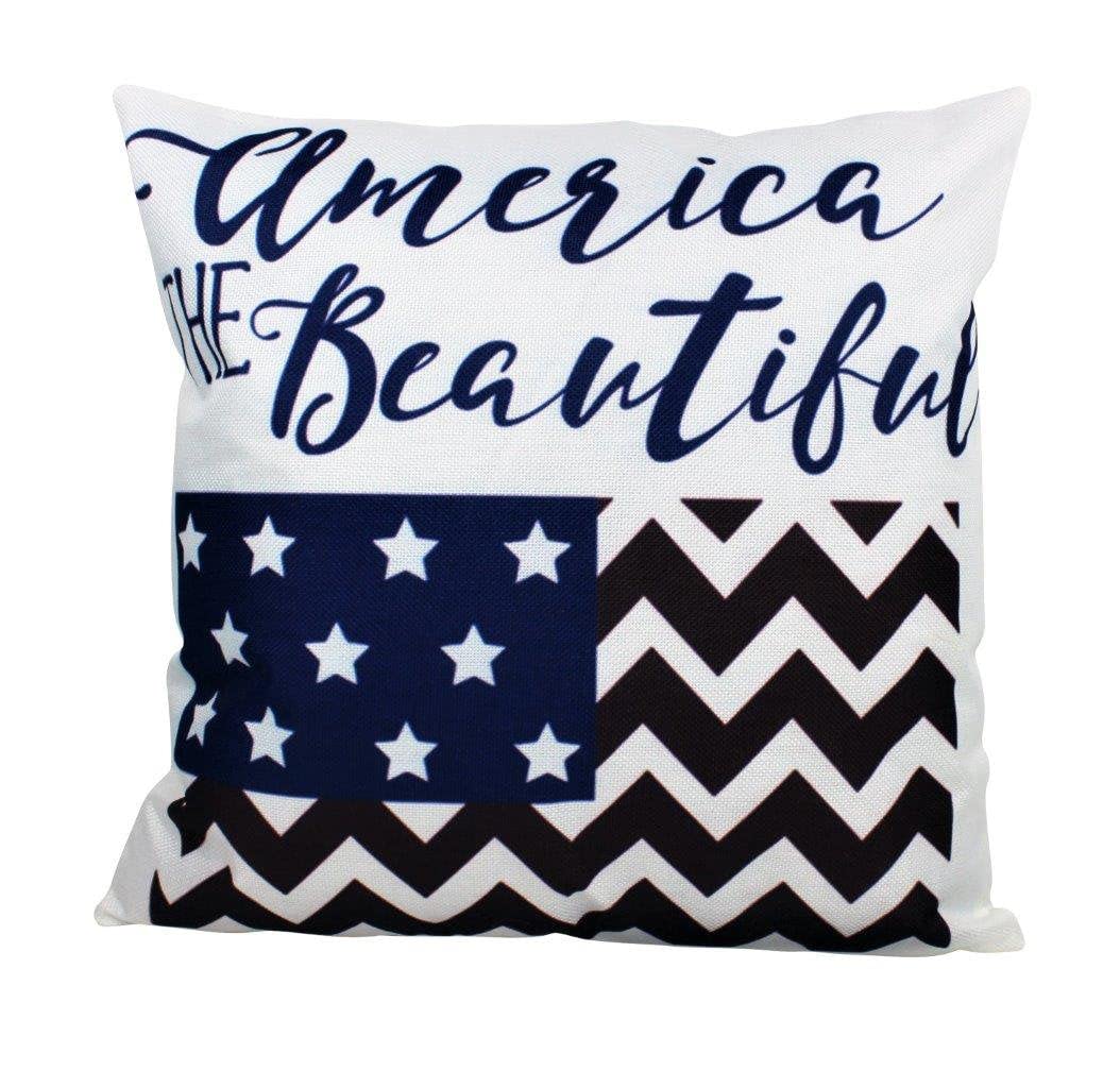 America The Beautiful Patriotic Pillow Cover - USA Flag Home Decor Throw Pillow for Sofa, Bedroom & Living Room - Perfect Gift for Independence Day & American Pride Decorations