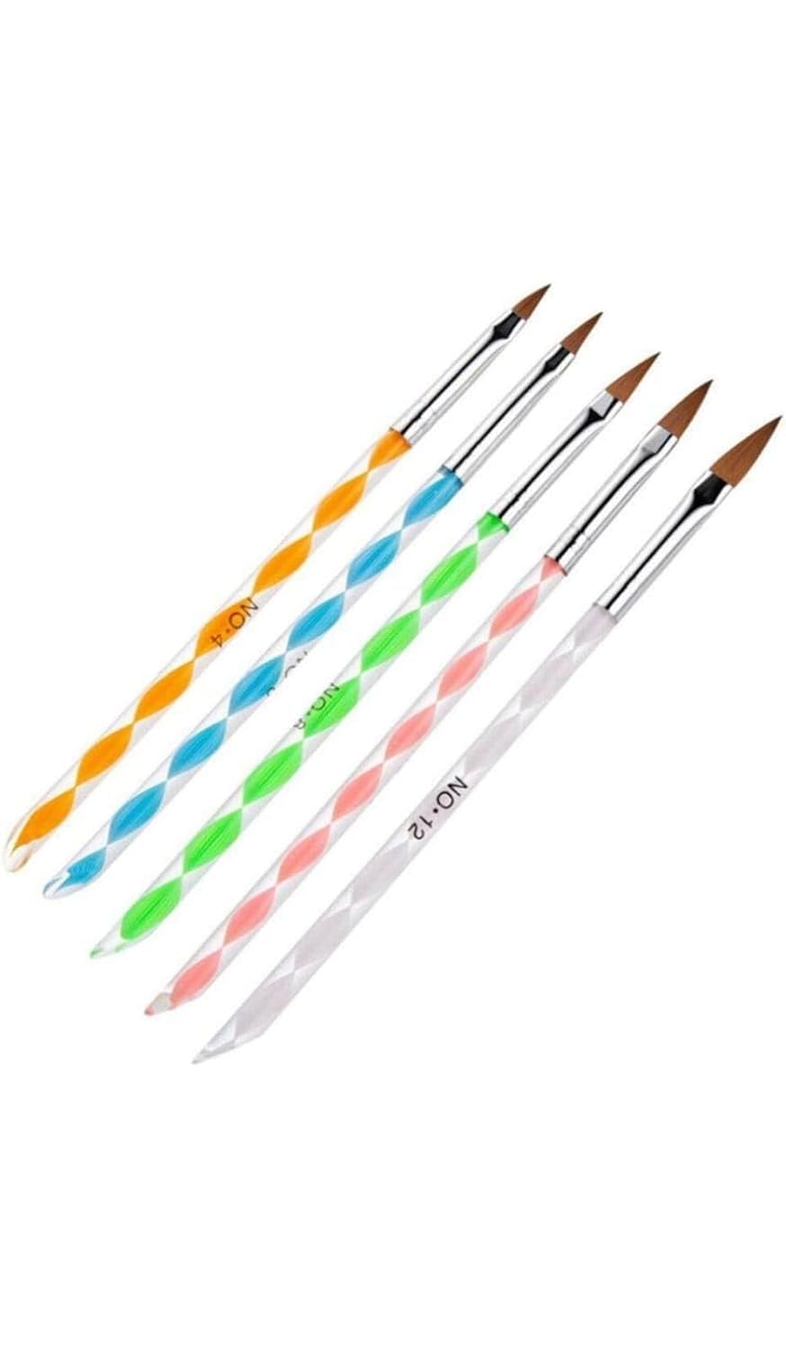 KRENI Professional 5-Piece Acrylic Nail Brush Set for Nail Art, Acrylic Application & Tips Builder - Salon Quality Nail Art Tools for Manicure, Pedicure & DIY Nail Designs at Home