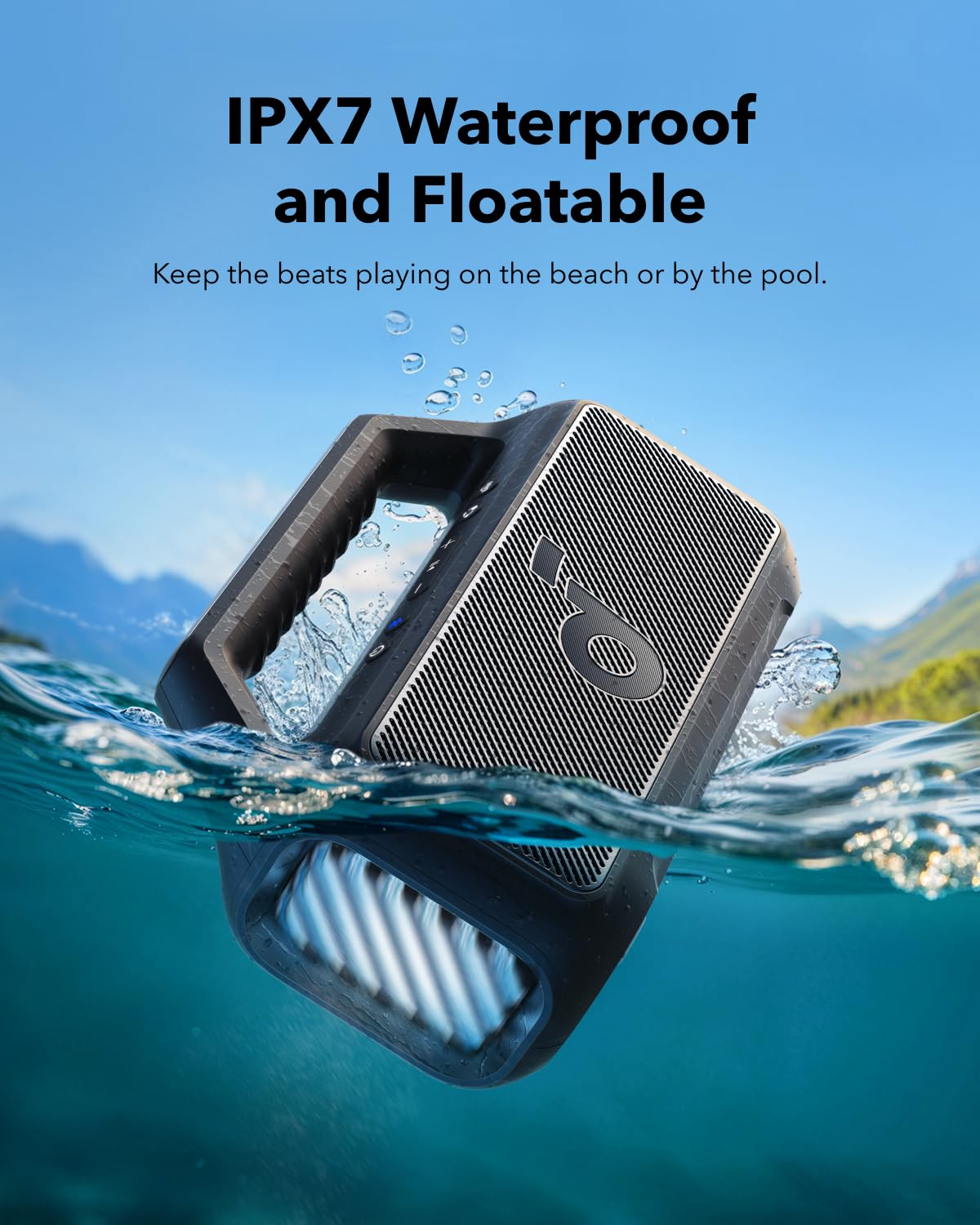 Soundcore Boom 2 By Anker - 80W Powerful Outdoor Bluetooth Speaker with Deep Bass, 24H Playtime, IPX7 Waterproof & Floating Design, RGB Lights, USB-C Charging - Perfect for Camping, Beach Parties, Backyard BBQs, Poolside & Outdoor Adventures
