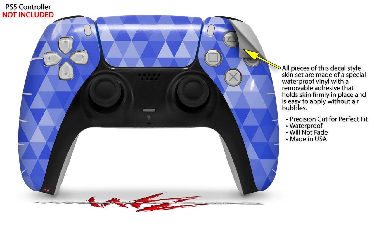 PS5 DualSense Skin Wrap - Triangle Mosaic Blue for Gaming Protection
