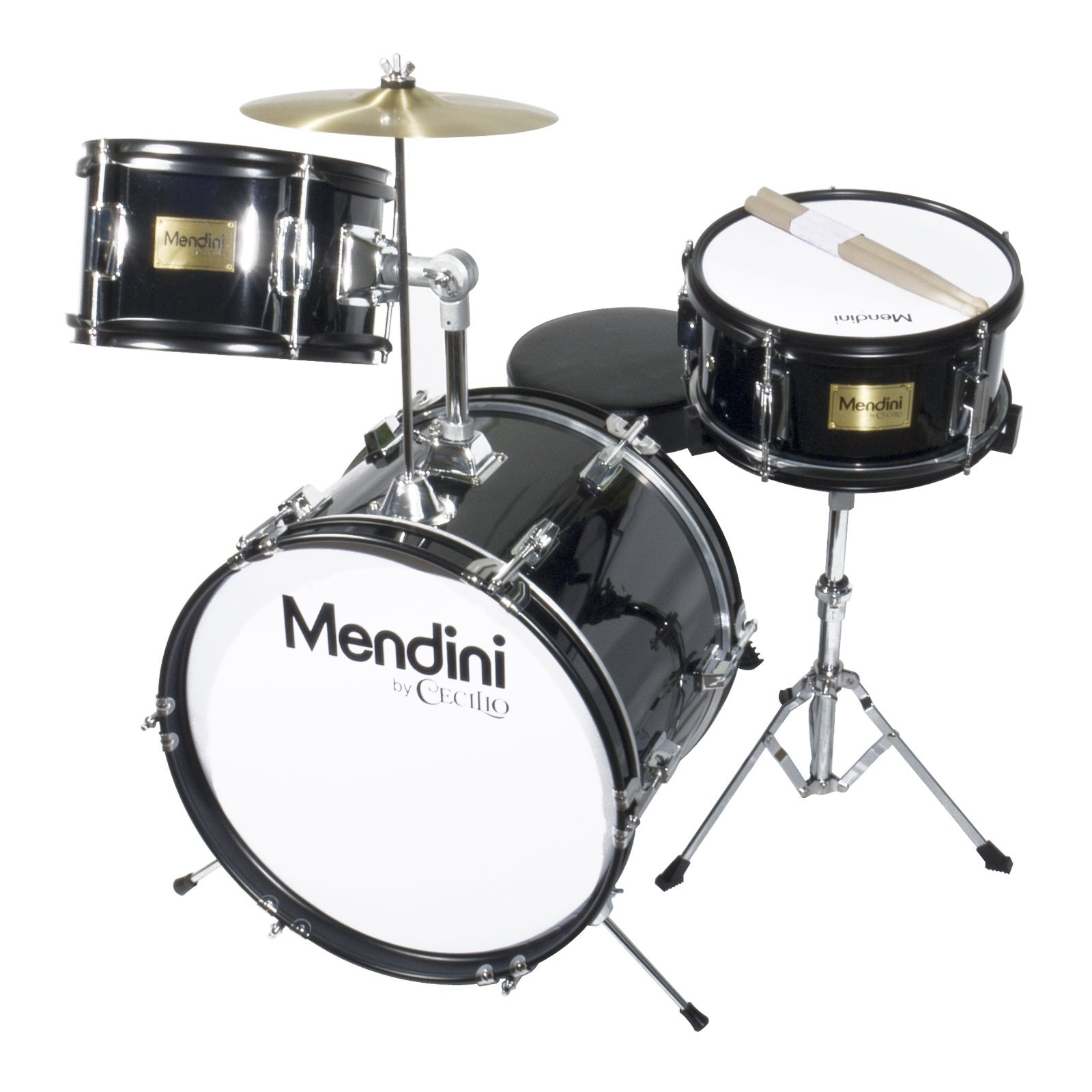 **Mendini by Cecilio 3-Piece Kids Drum Set - Junior Drum Kit for Beginners with Bass, Tom, Snare Drum, 16