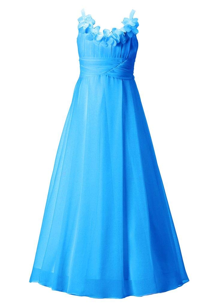 Happy Rose Long Chiffon Flower Girls Dress for Juniors & Bridesmaids - Perfect for Weddings, Prom, and Special Occasions