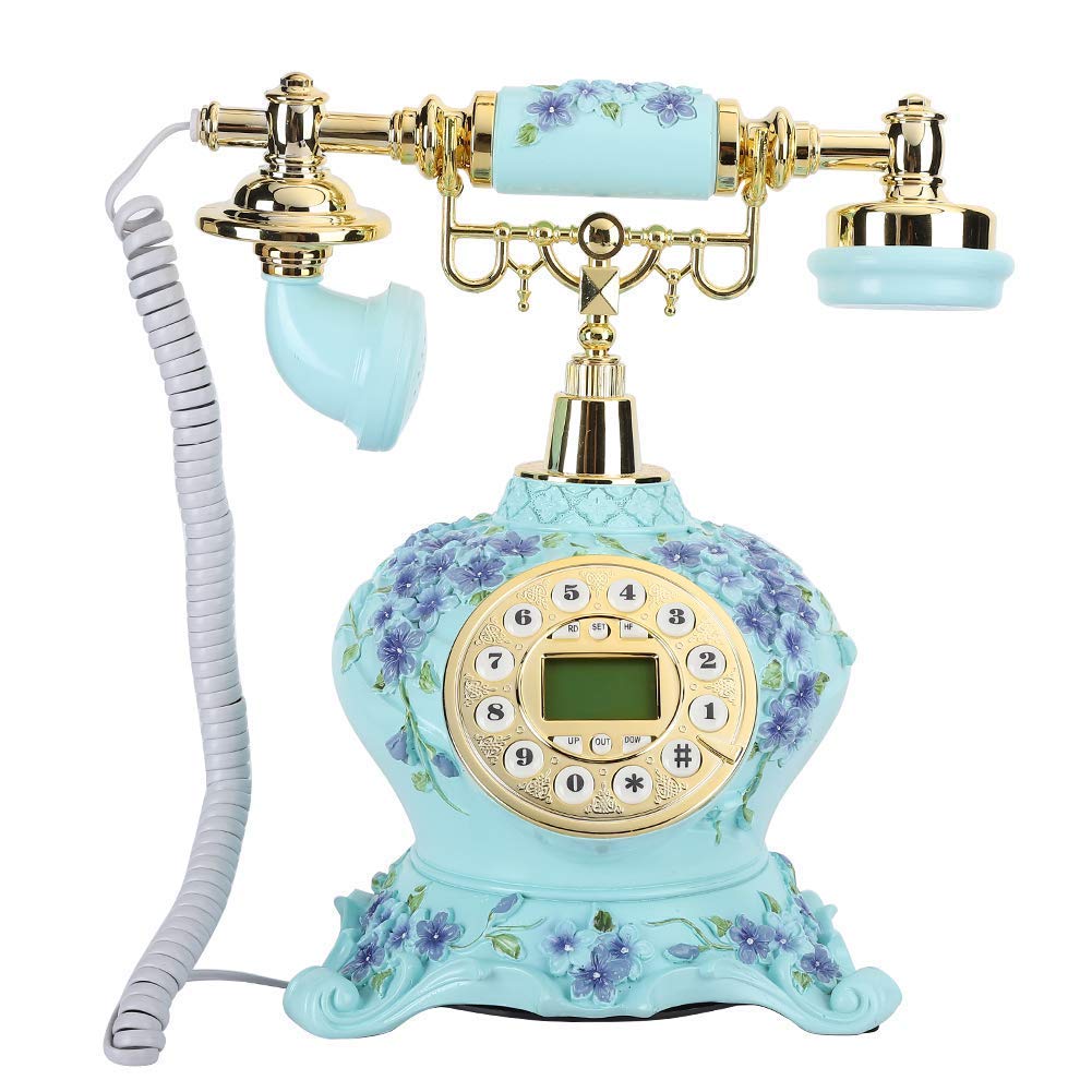 Vintage Antique European Style Retro Landline Phone - Classic Old Fashioned Desk Telephone for Home, Office & Hotel Decor (Blue) | Perfect for Vintage Themed Rooms, Film Props & Gift Ideas