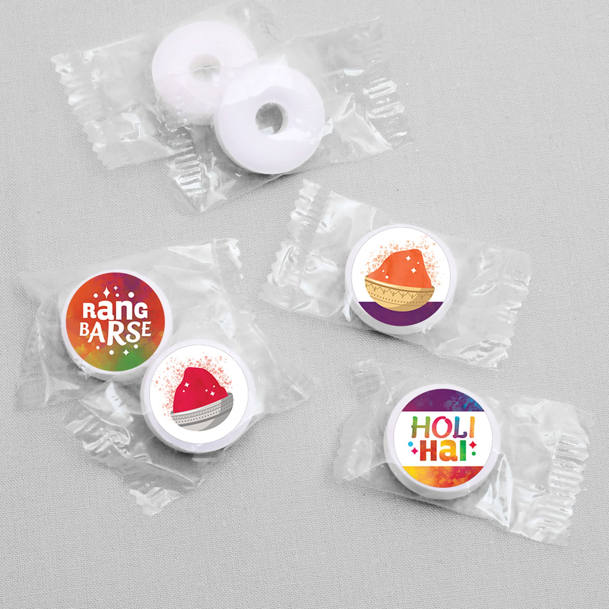 Big Dot of Happiness Holi Hai - Festival of Colors Party Round Candy Stickers (108-Pack) - Perfect for Chocolate Candy Labels & Party Favors - Great for Indian Festivals, Birthday Celebrations & DIY Crafts