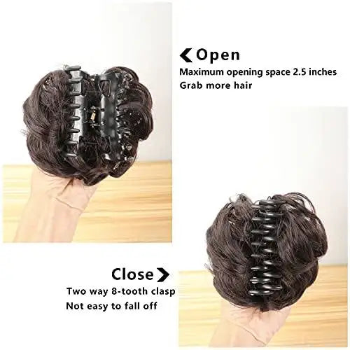 Large Claw Clip Hair Bun Extension - Seamless Hair Accessory for Ponytails & Updos - Perfect for Women, Girls, Everyday & Special Occasions
