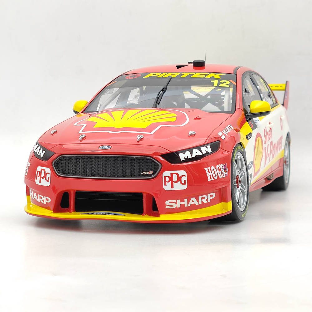1:12 Scale SHELL V-POWER Racing Team Ford Falcon FGX Supercar 2017 #12 B12F17B - High-Quality Resin Diecast Model Car - Perfect for Collectors, Racing Fans & Gift Giving - Display, Home Decor, Office Desk Showpiece