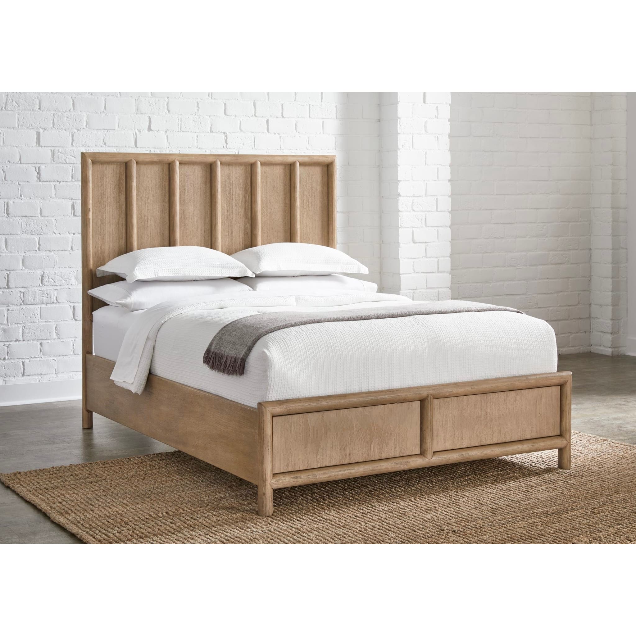 Dorsey Solid Wood Panel Bed Frame - Queen Size, Granola Finish - Rustic Farmhouse Bedroom Furniture for Cozy Home Decor