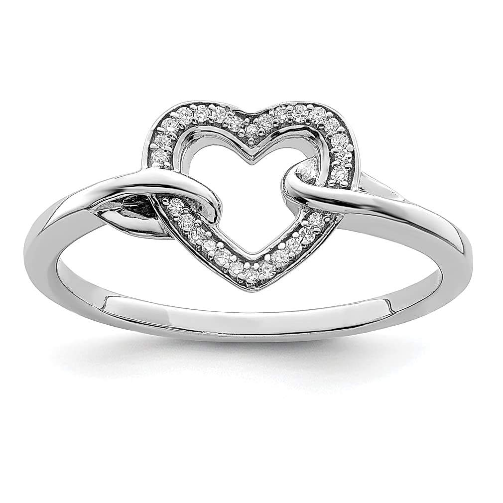 925 Sterling Silver Diamond Heart Band Ring - Elegant Love Jewelry for Women, Perfect Gift for Her | Valentine's Day, Anniversary & Romantic Occasions