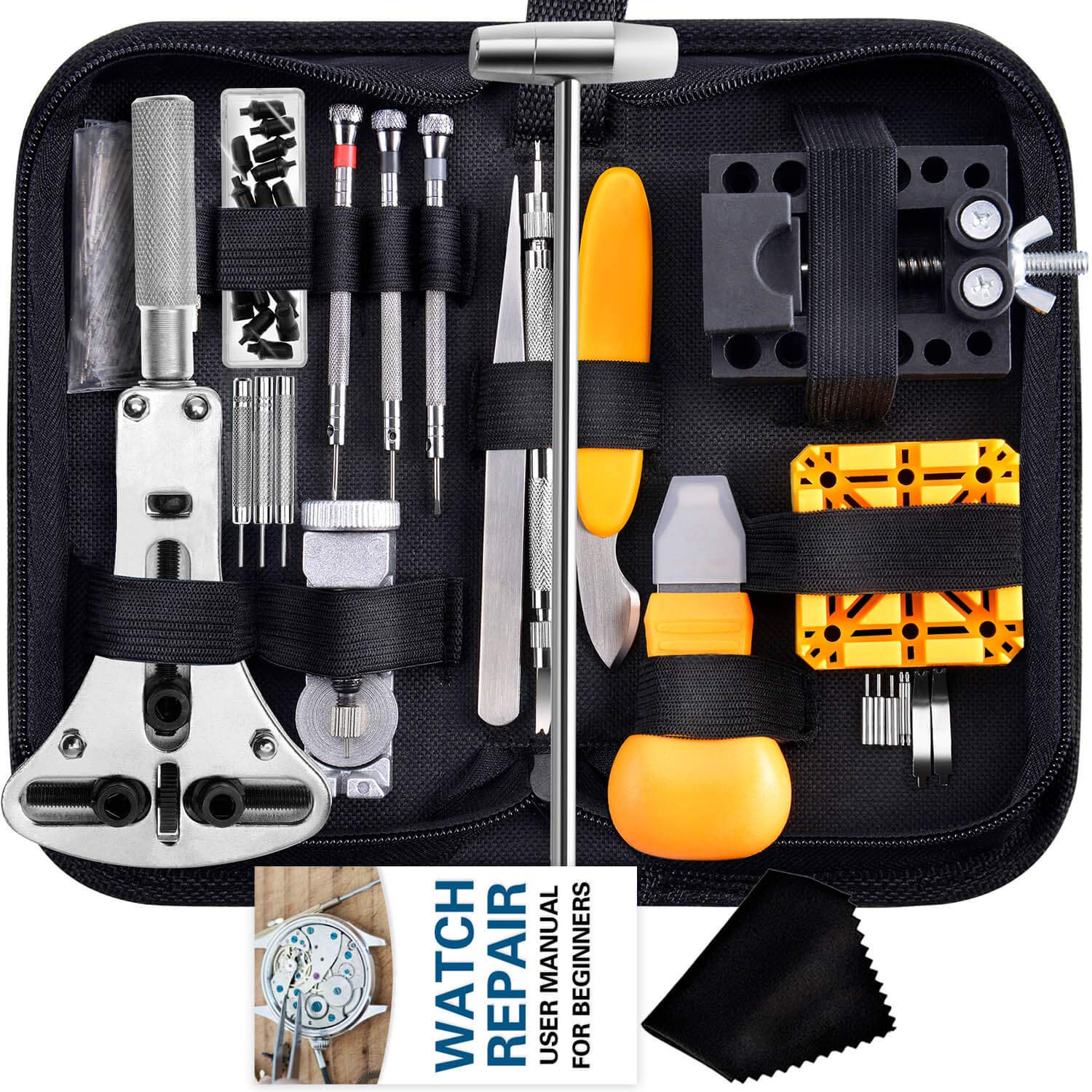 Anezus 187-Piece Professional Watch Repair Kit with Link Pin Remover & Case Back Opener - Complete Tool Set for Watch Battery Replacement, Band Sizing, Strap Adjustment & Maintenance (Ideal for Watchmakers, Jewelers & DIY Enthusiasts)