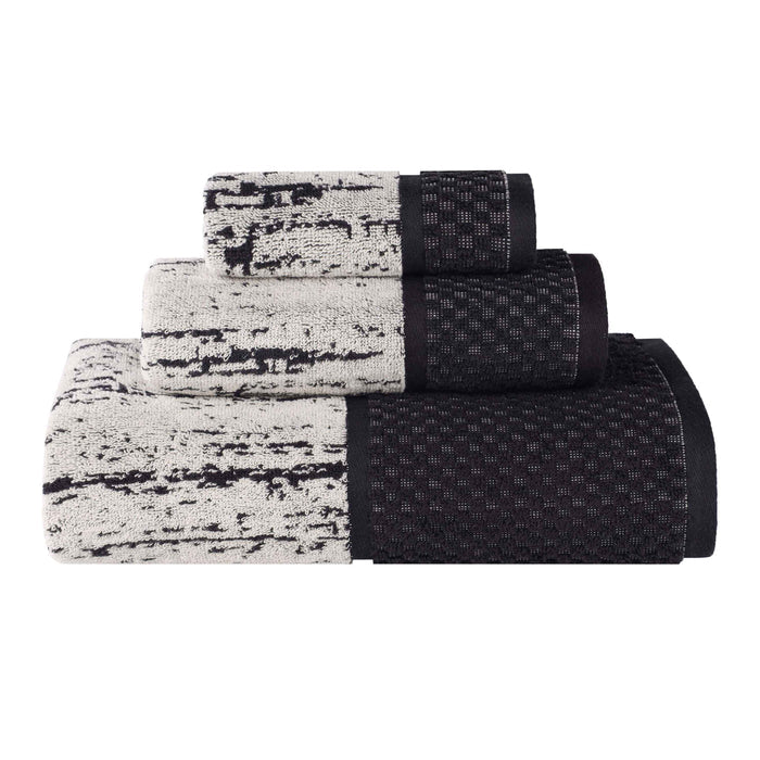 Premium Cotton Plush Soft Absorbent 2-Tone 3-Piece Bath Towel Set for Spa, Gym & Luxury Home Use
