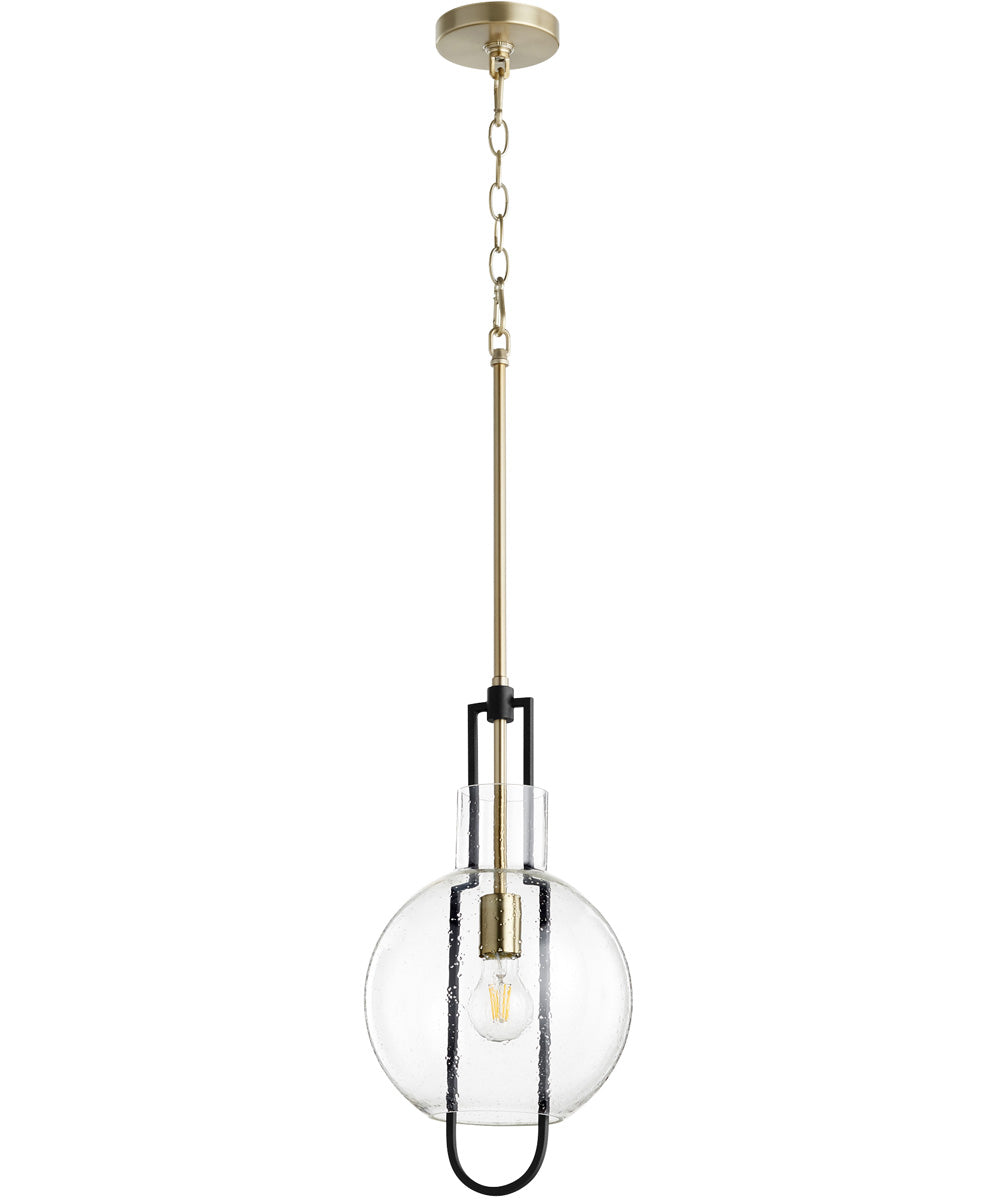 Black 1-Light Pendant Light Fixture with Aged Brass Finish - Perfect for Kitchen Island, Dining Room, or Entryway Lighting