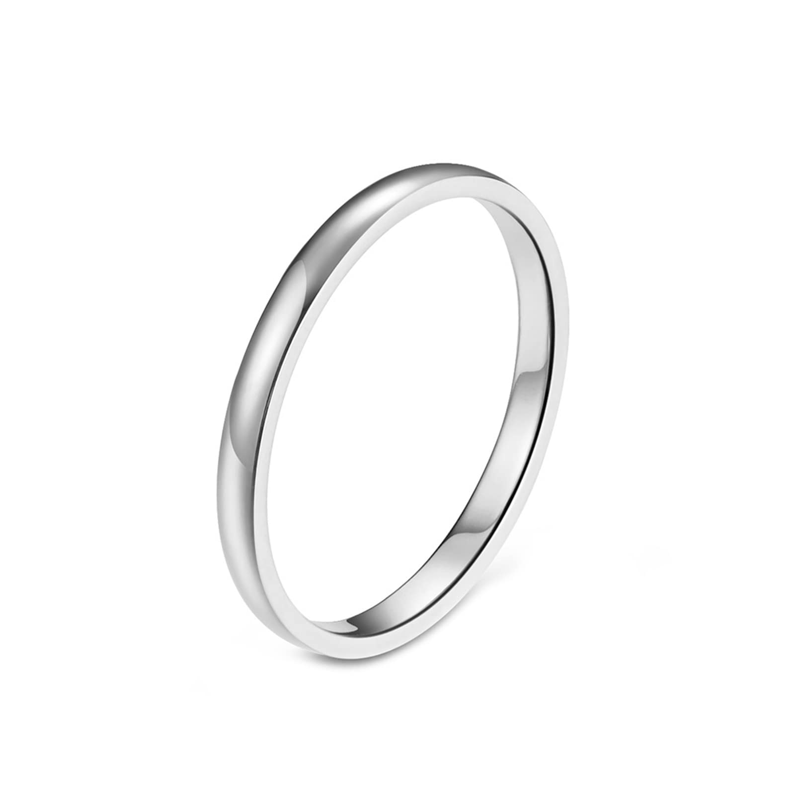 Stainless Steel Wedding Band for Women - 2MM Stackable Eternity Ring Set, Polished Finish Plain Knuckle Ring | Perfect for Bridal Jewelry, Anniversary Gifts & Everyday Fashion Accessories