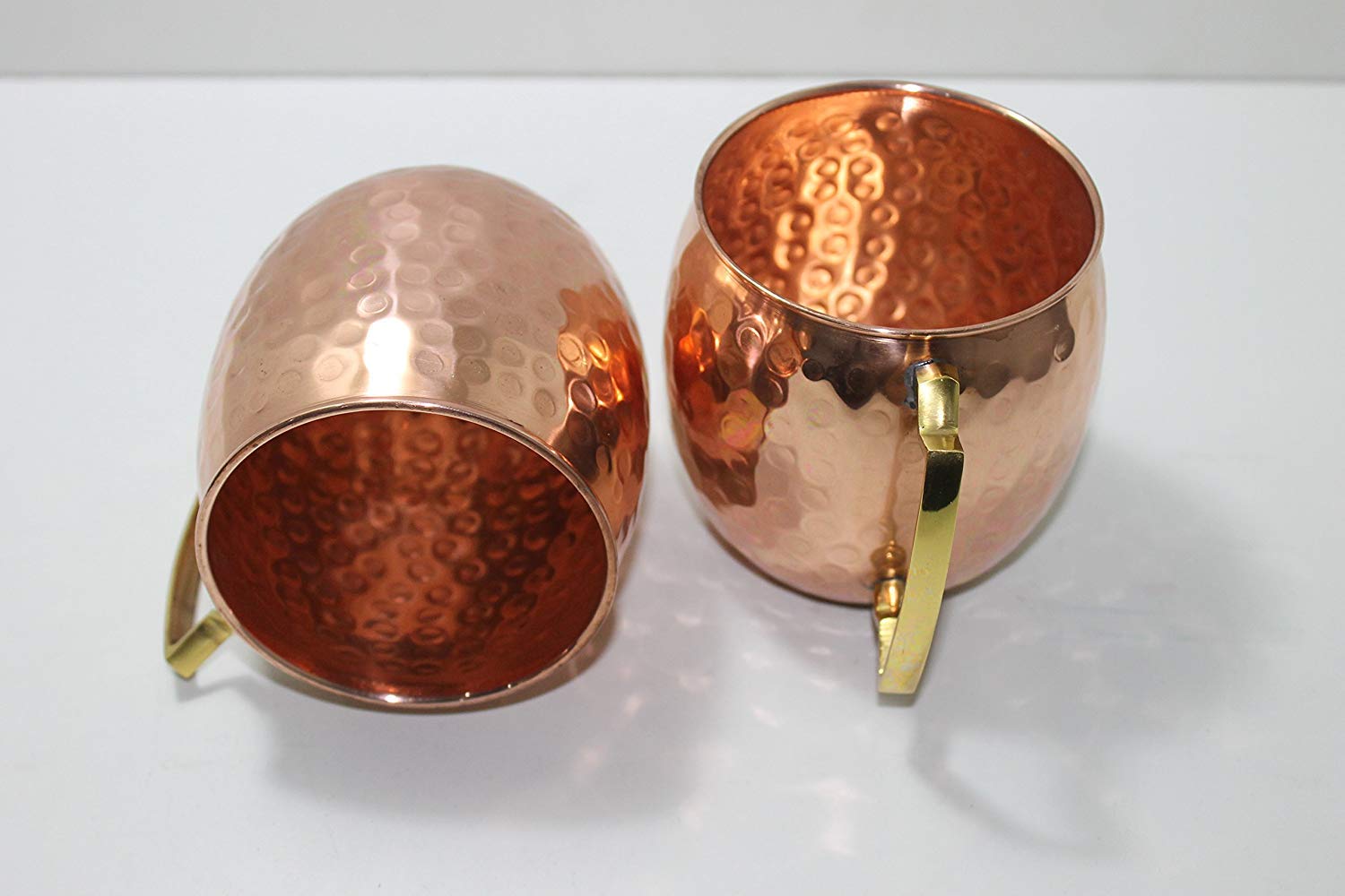 Handmade Indian Solid Copper Moscow Mule Mugs - 450ml Hammered Beer Cup with Brass Handle (Set of 8) - Perfect for Cocktails, Iced Coffee & Home Bar Decor