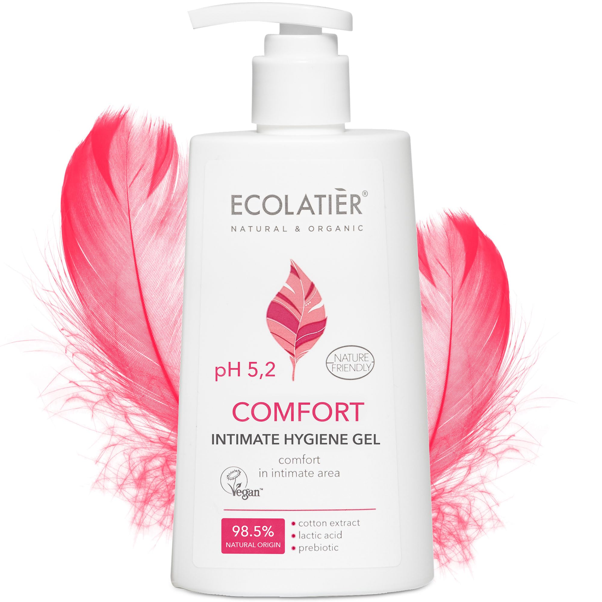 Natural Intimate Hygiene Gel with Cotton Extract – 98.5% Vegan Feminine Wash for Women | pH 5.2 Balanced, Gentle Daily Cleanser | Restores Moisture & Microflora | 8.5 Fl Oz | Perfect for Sensitive Skin & Post-Workout Refreshment