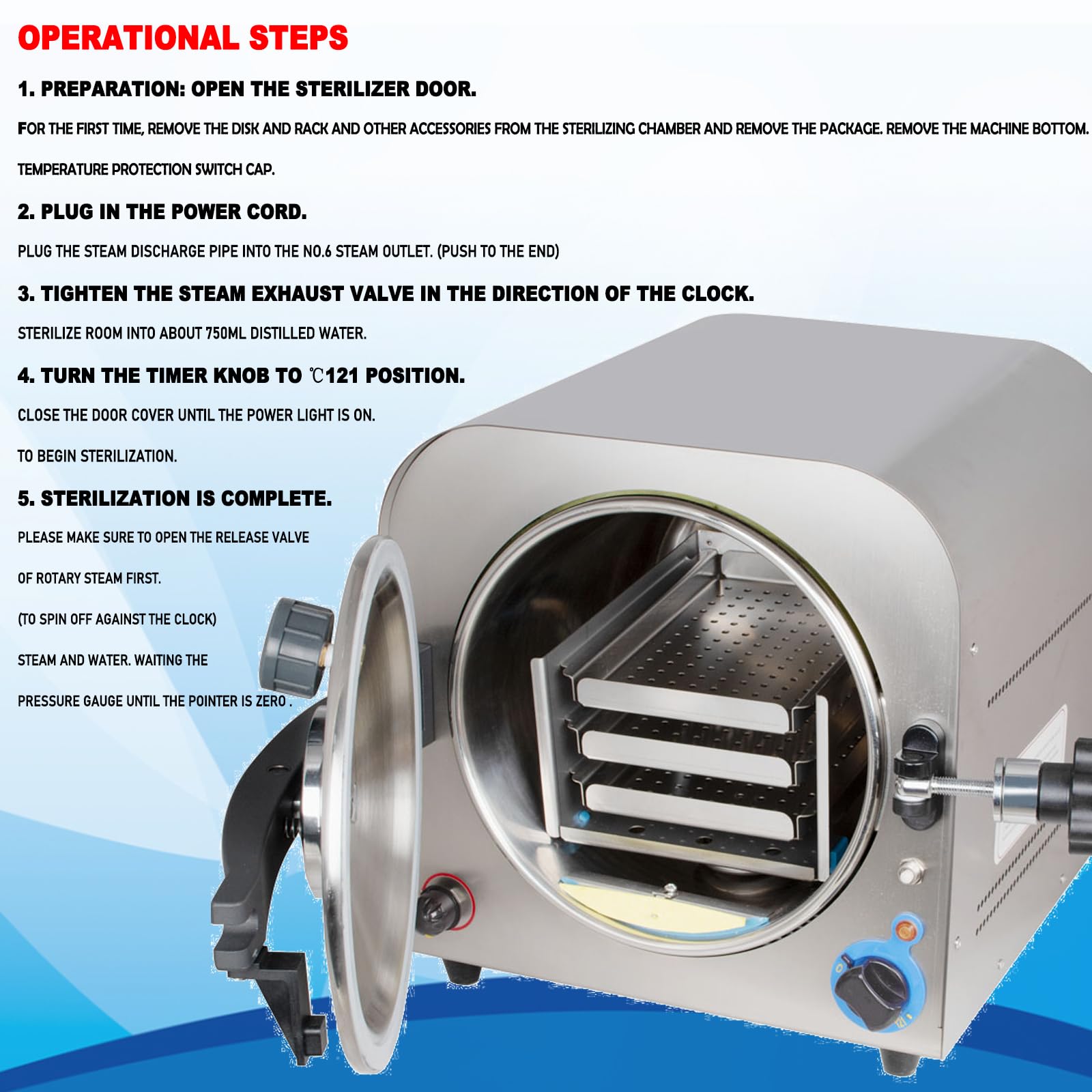 14L 900W Automatic Steam Autoclave Sterilizer with 3 Trays - 304 Stainless Steel Lab Equipment for Medical, Dental & Tattoo Tools Sterilization | Perfect for Clinics, Laboratories & Beauty Salons