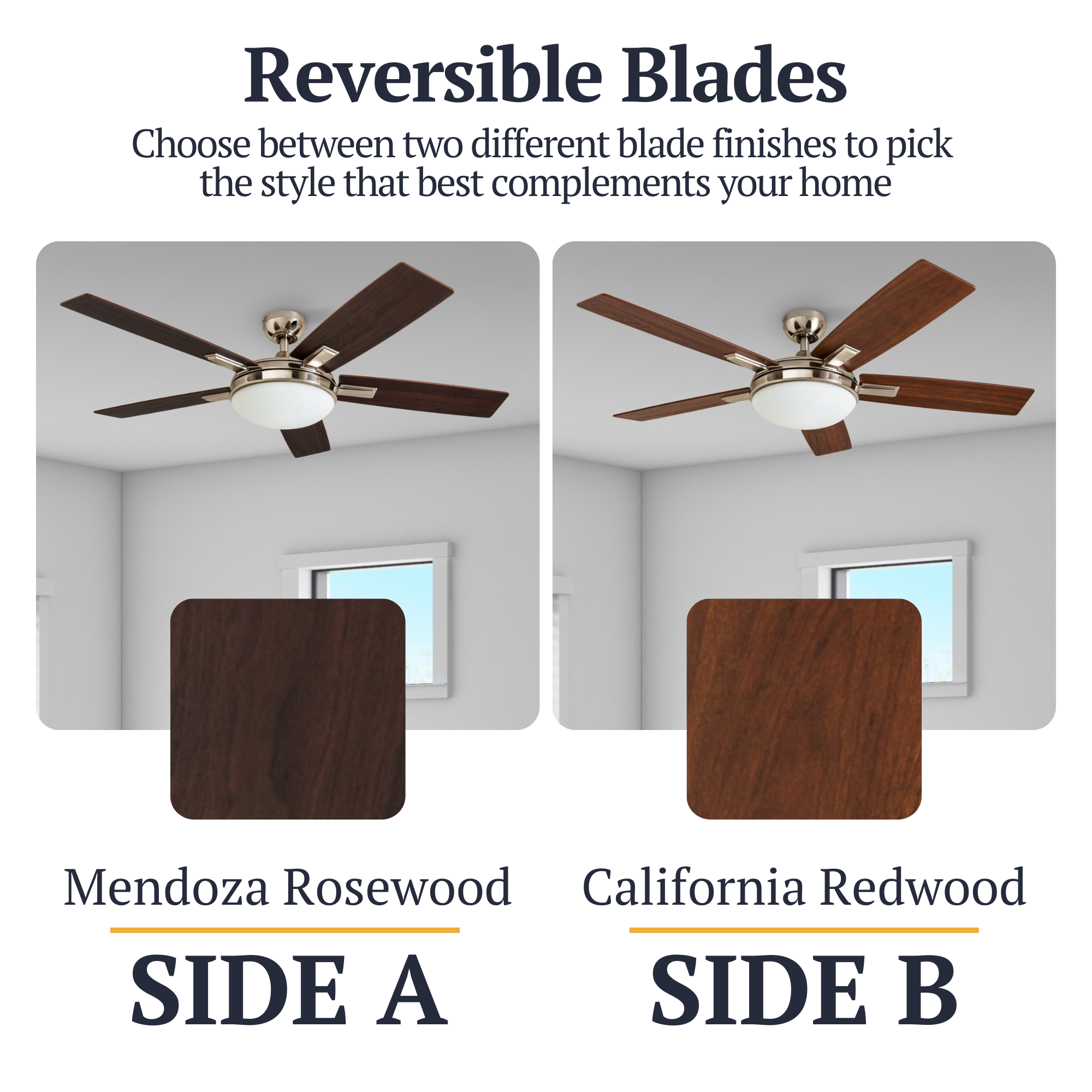 52 Inch Brushed Nickel Ceiling Fan with Remote Control - Modern Cooling for Living Room, Bedroom, and Office Spaces