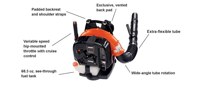 ECHO PB 770H Professional Backpack Leaf Blower - 25.4cc 2-Stroke Gas Powered with Hip-Mounted Throttle & Ergonomic Design - Perfect for Yard Cleanup, Landscaping, and Fall Leaf Removal