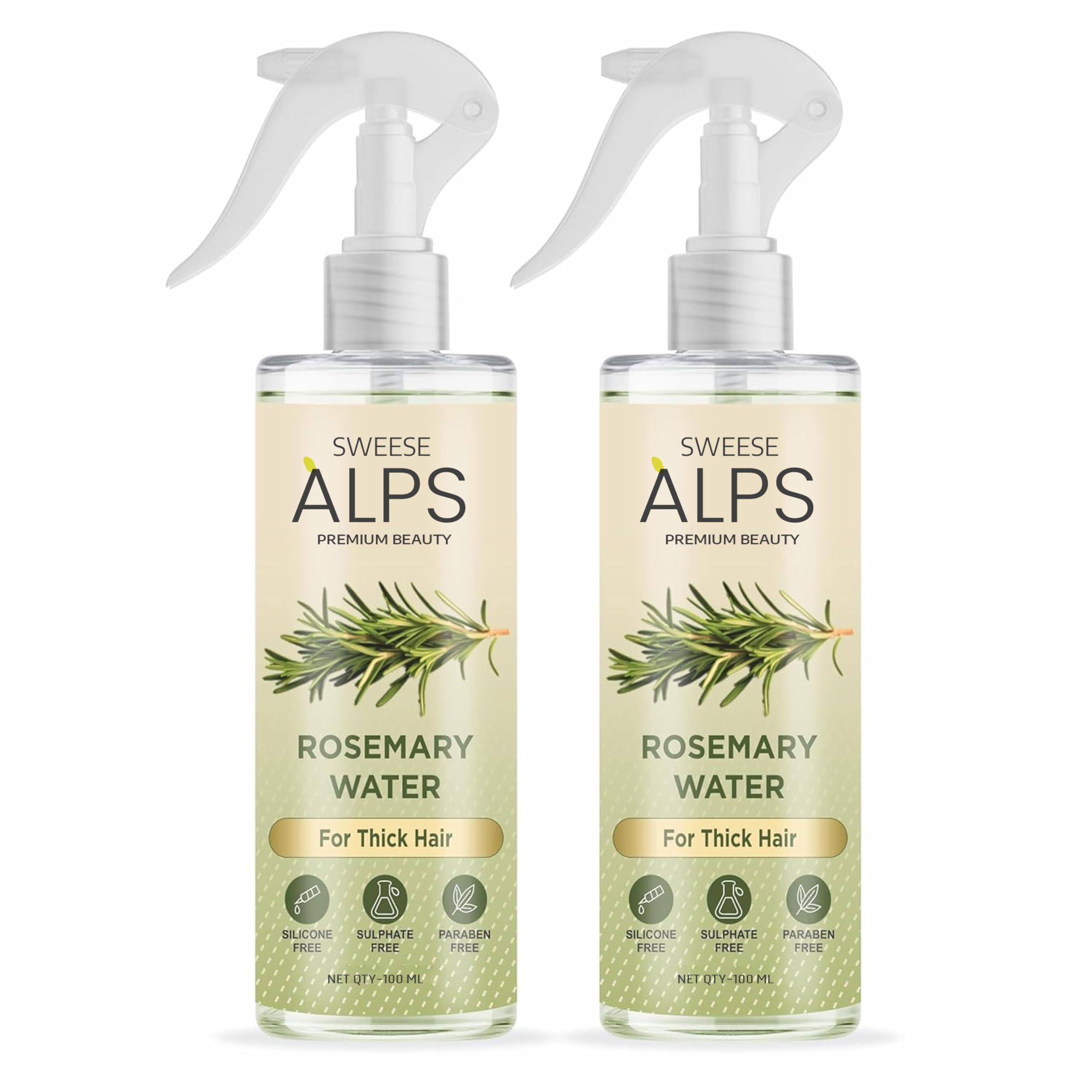 Sweese Rosemary Hair Growth Spray 100ml (Pack of 2) - Natural Hair Strengthening Mist with Essential Oils for Thinning Hair - Promotes Shine & Revitalization - Perfect for Daily Hair Care Routine & Scalp Nourishment