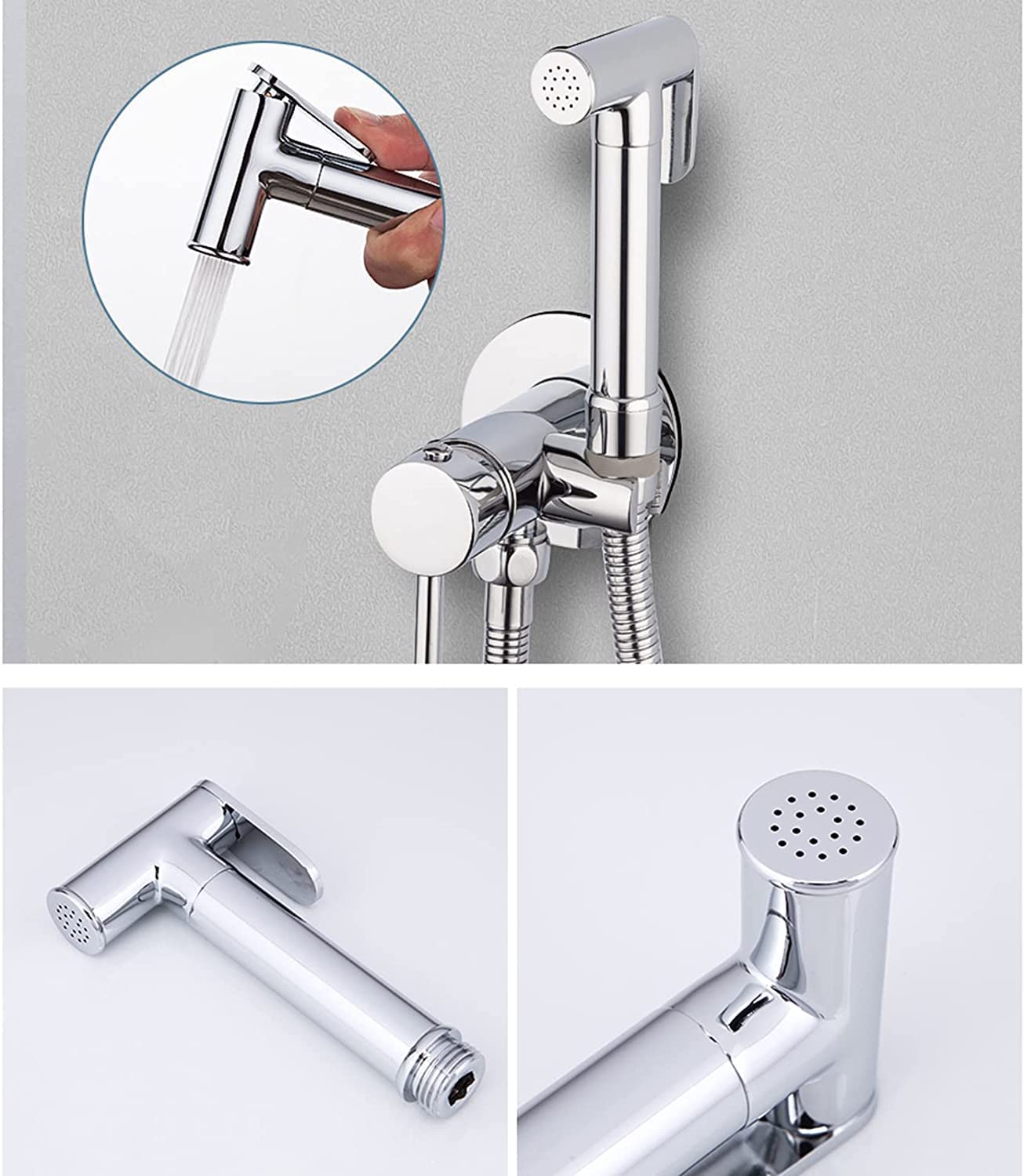 Portable Brass Handheld Bidet Sprayer for Toilet - Hot & Cold Water Diaper Sprayer with Hose, Easy Install Chrome Finish - Perfect for Baby Cloth Diaper Cleaning & Feminine Hygiene