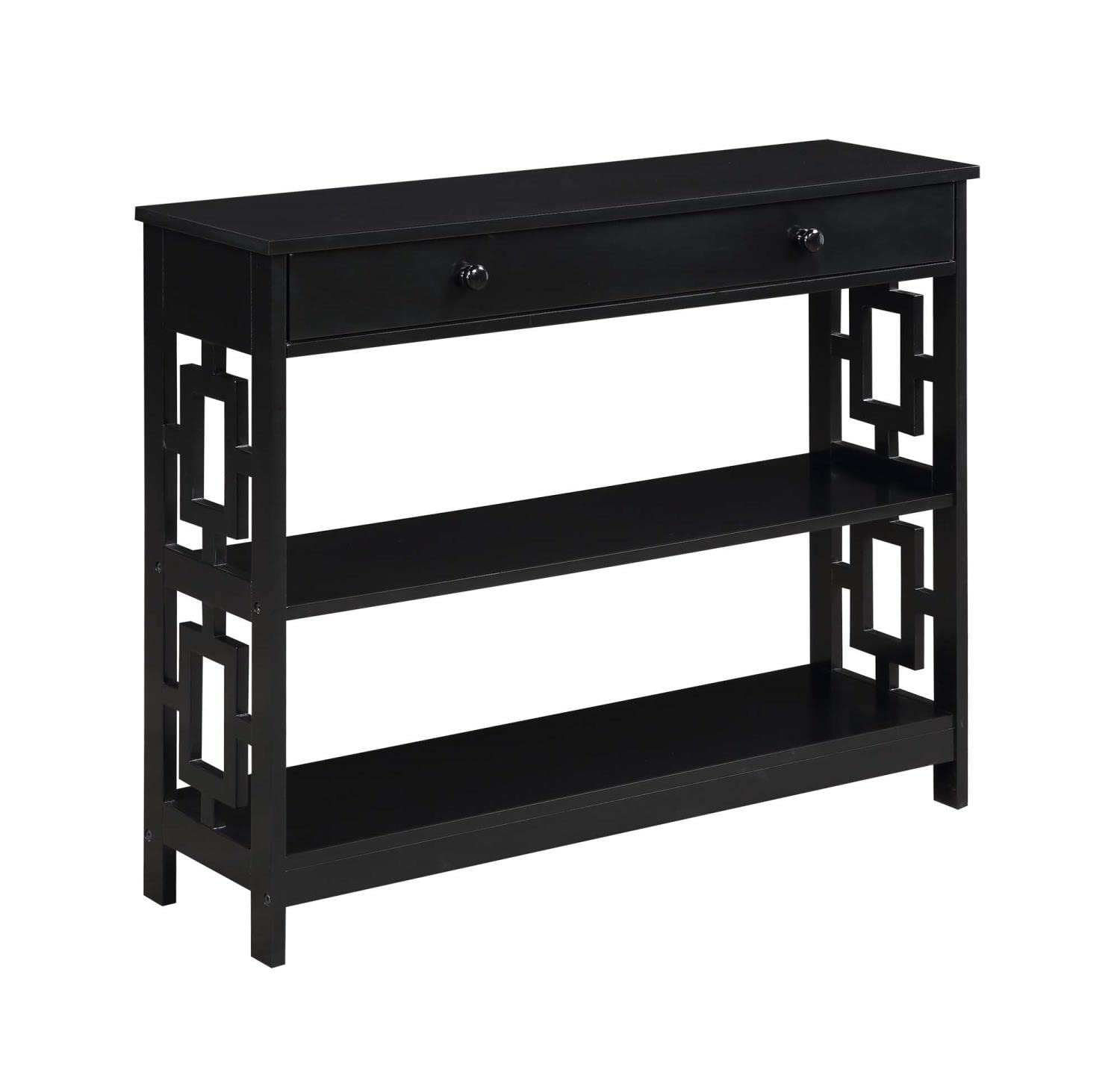 Convenience Concepts Town Square Console Table - Modern Black Entryway Table for Hallway, Living Room & Home Decor | Stylish & Functional Furniture for Small Spaces