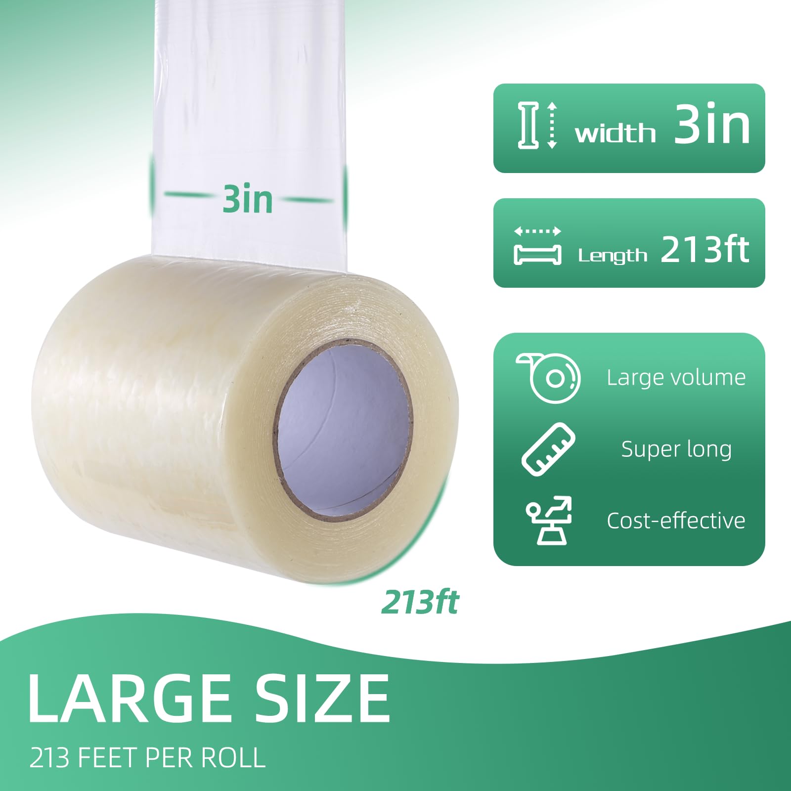 Greenhouse Repair Tape - 6.3 mil Thickness, Clear UV Resistant Plastic Sheeting Tape (3in x 213ft) for Greenhouse Coverings, Poly Film Repairs & DIY Plant Protection