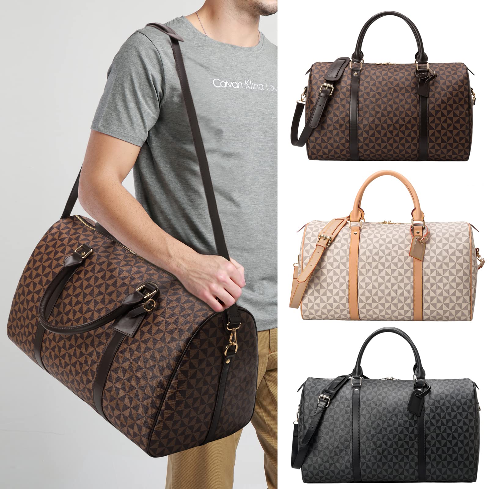 Premium Men's Leather Travel Duffel Bag - Large Capacity Weekender Tote for Gym, Vacation & Business Trips | Durable Carry-On Luggage for Workouts, Weekend Getaways & Business Travel
