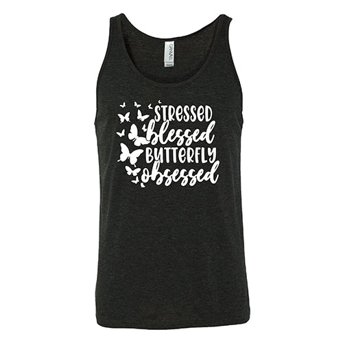 Stressed, Blessed, Butterfly Obsessed Unisex T-Shirt - Cute Graphic Tee for Women & Men - Perfect for Casual Wear, Gifts & Butterfly Lovers