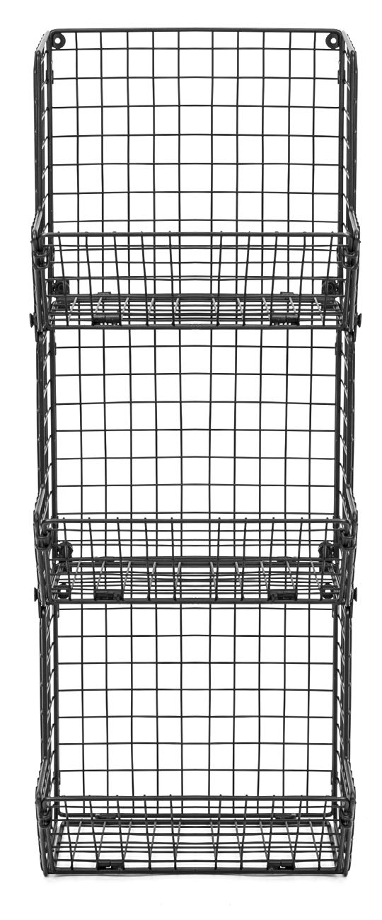 Sorbus 3-Tier Hanging Wall Mounted Wire Metal Basket Organizer - Kitchen Storage for Fruits, Vegetables, Potatoes & Onions - Bathroom Tower Storage Solution (Black) | Perfect for Small Space Organization & Produce Display