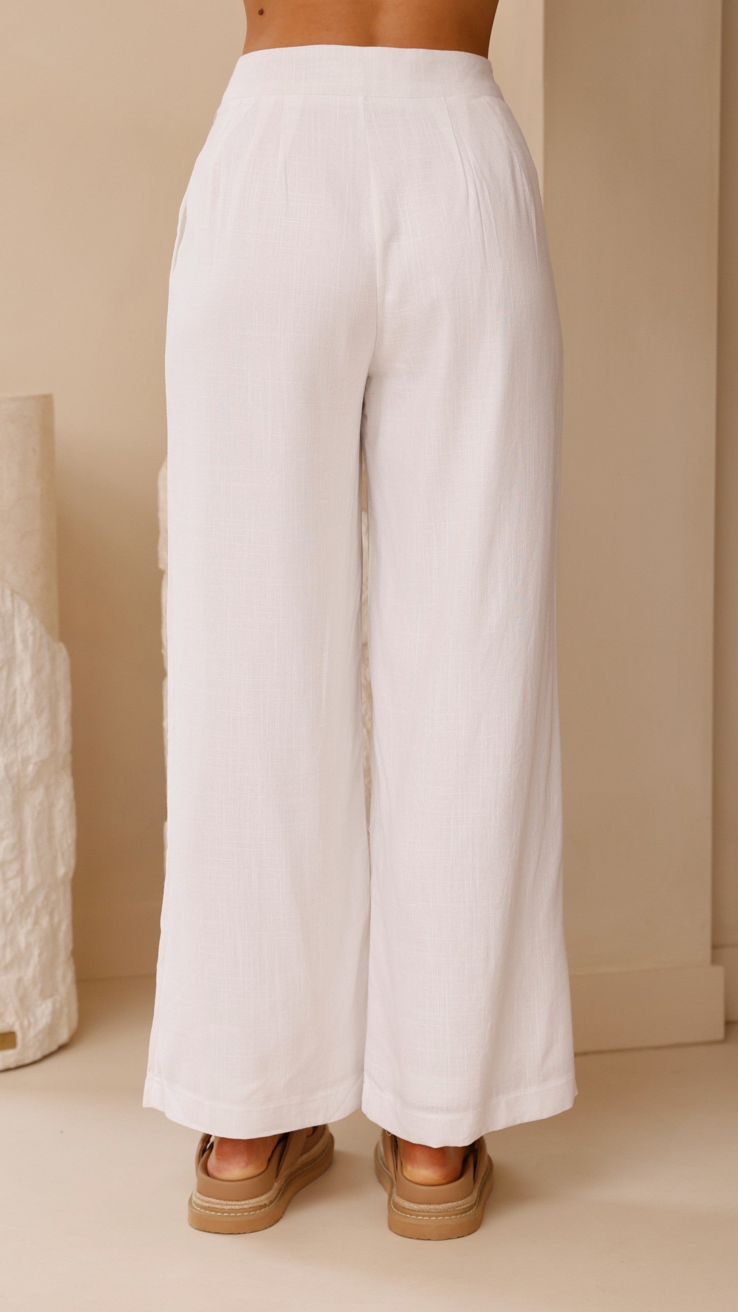 Lexi Linen Pants for Women - Soft Breathable White Linen Trousers - Perfect for Summer, Beach, and Casual Wear