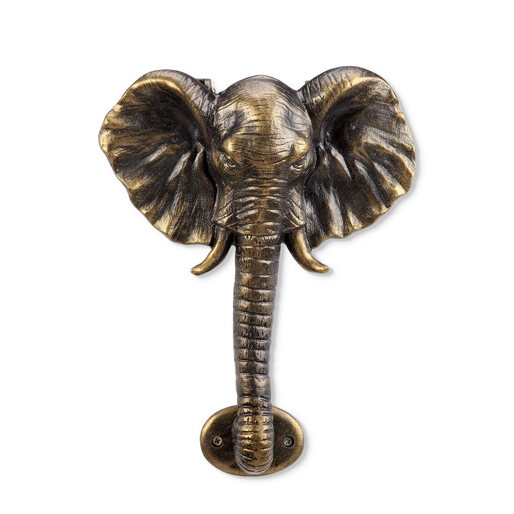 SPI Home Aluminum Elephant Doorknocker - Heavy Duty Decorative Door Knocker for Front Entry, Vintage Style Home Decor, Perfect for Housewarming Gifts & Front Door Accessories