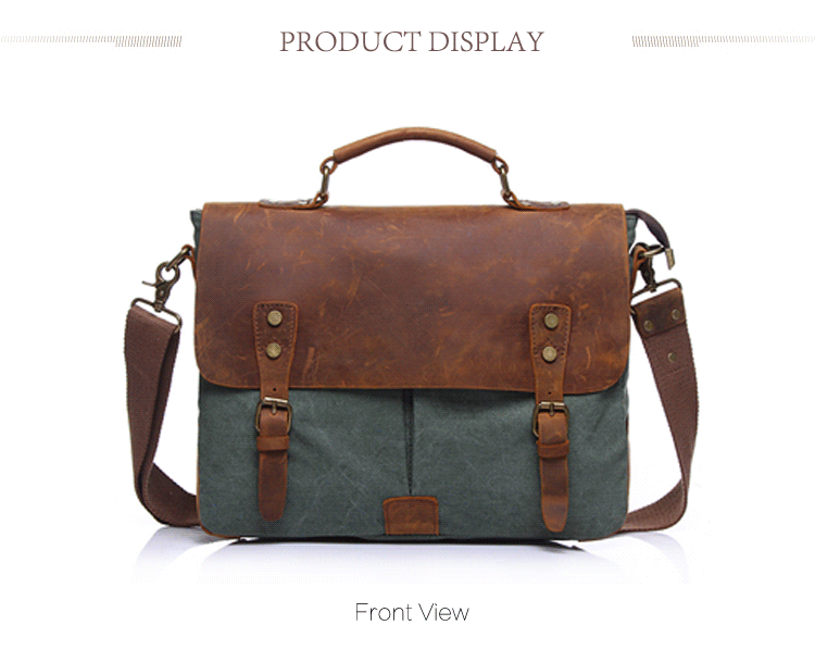 Lincoln Genuine Leather & Canvas Messenger Bag for Men - Stylish & Durable Work Briefcase for Business, Office, Travel & College