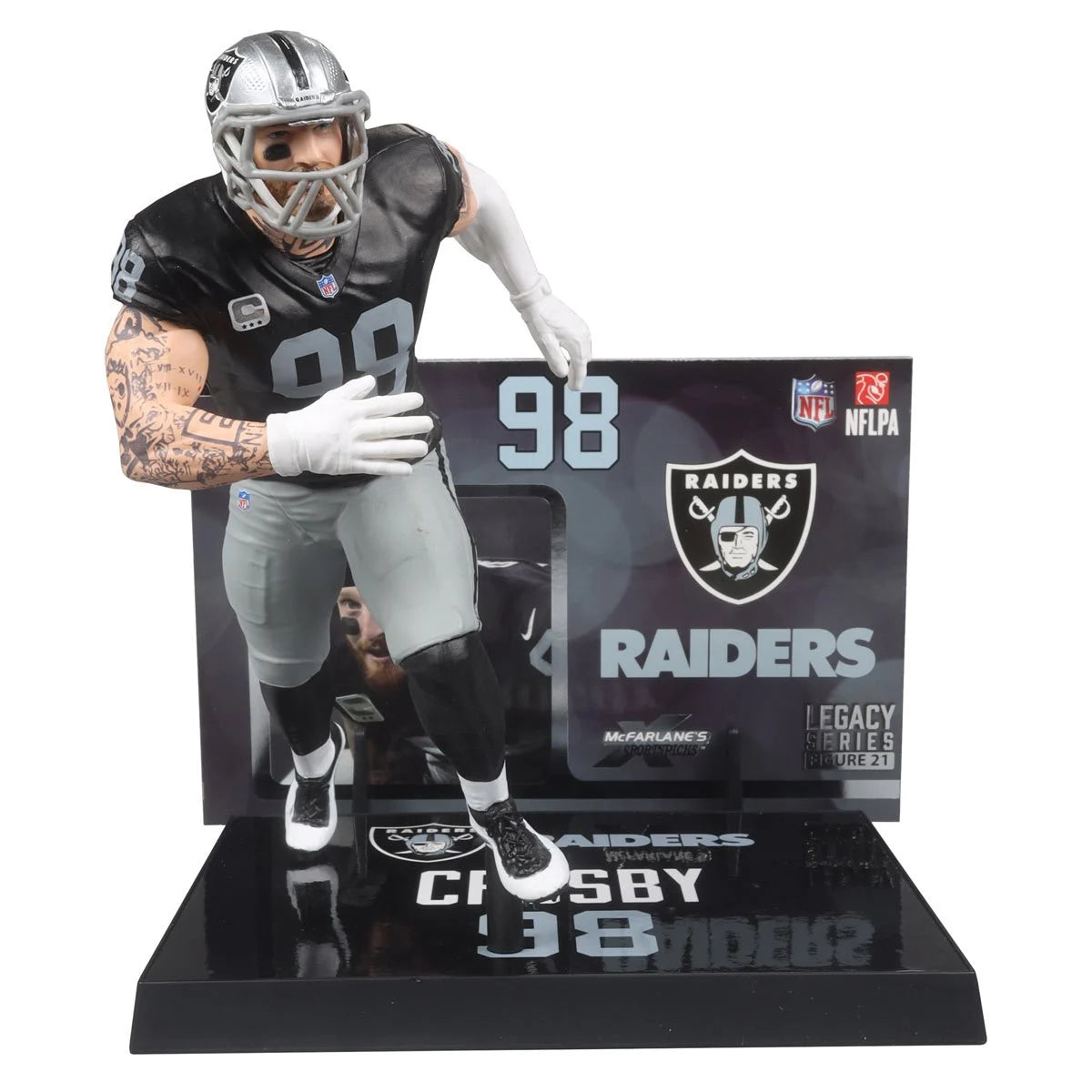 Maxx Crosby Las Vegas Raiders NFL Black Jersey 2024 Posed Figure - Authentic Collectible Sports Memorabilia for Fans & Home Decor