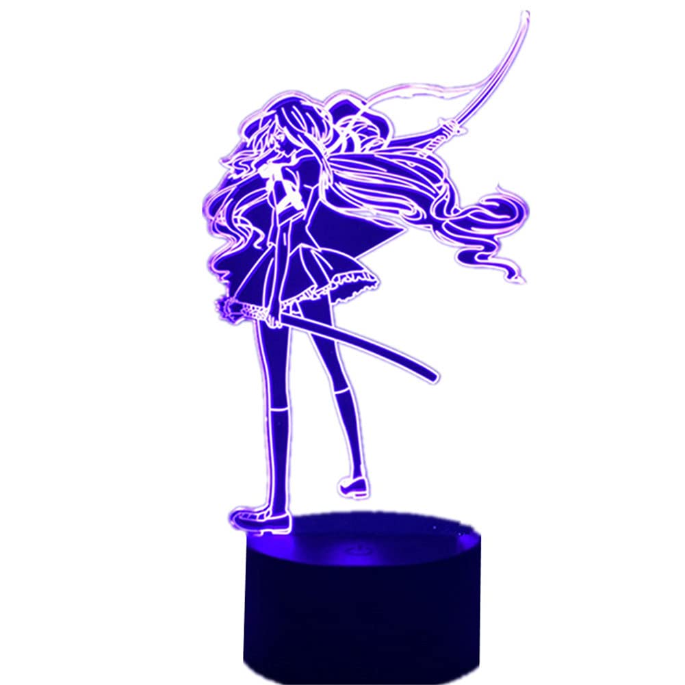 3D Anime Manga Night Light - Saya Kisaragi Blood C Figure Acrylic LED Lamp with 7 Color Remote Touch Switch | Perfect for Bedroom Decor, Gaming Room, Birthday & Christmas Gifts | 3D Illusion Table Lamp for Anime Fans & Collectors