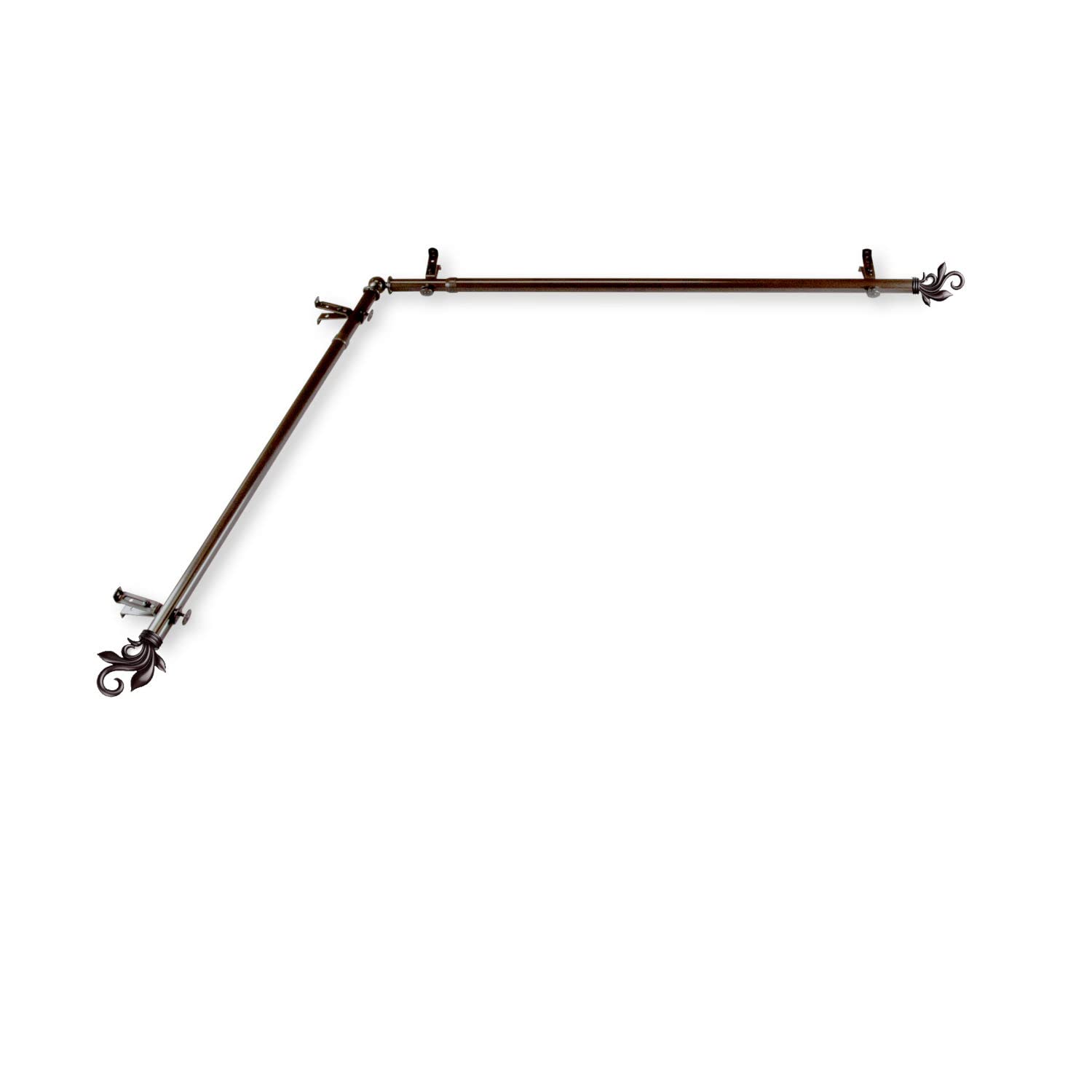 Rod Desyne Delilah Cocoa 66-120 Inches Corner Window Curtain Rod - Heavy Duty Adjustable Curtain Rod for Living Room, Bedroom & Bay Windows - Perfect for Home Decor & Light Blocking