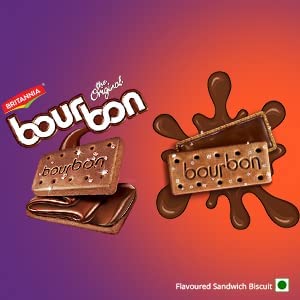 Britannia Bourbon Original Choco Creme Biscuits 13.75oz (390g) Pack of 4 - Smooth Chocolate Cream Sandwich Cookies with Sugar Crystals - Perfect for Breakfast, Tea Time, Office Snacks & Kids Lunchboxes