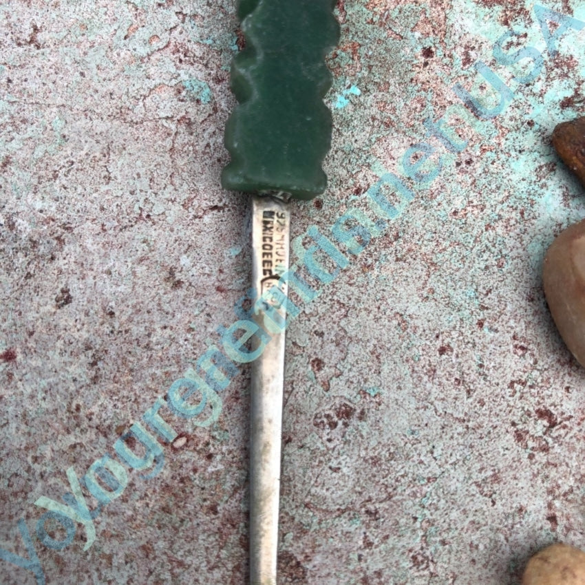 Vintage Mexican Collector Spoon - Hand Carved Jade Handle & Sterling Silver - Perfect for Collectors, Gift Giving & Home Decor Displays