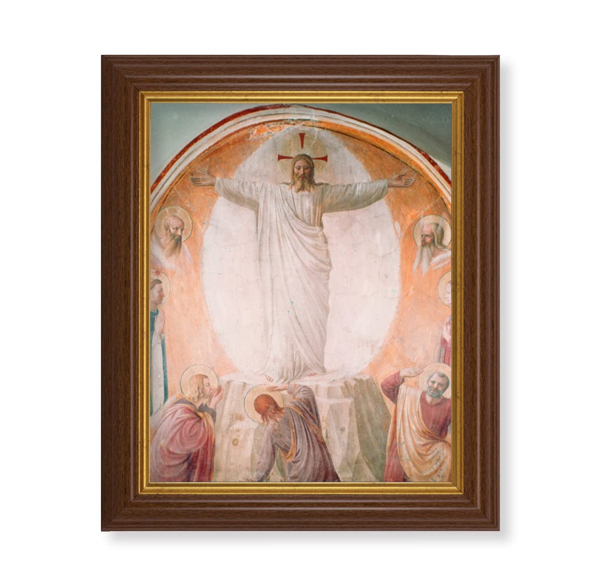 Transfiguration of Christ Framed Wall Art - Large Traditional Dark Walnut Fluted Frame with Gold Beaded Edge - Religious Home Decor for Church, Living Room & Prayer Space
