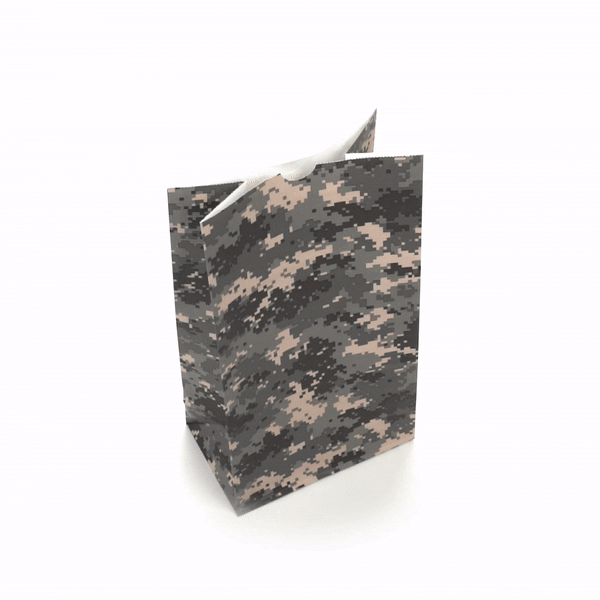 Camouflage Paper Bags 12 lb - 7 x 4.25 x 12.5 Inches - Pack of 100 - Heavy Duty Kraft Gift Bags for Parties, Shopping & Eco-Friendly Packaging