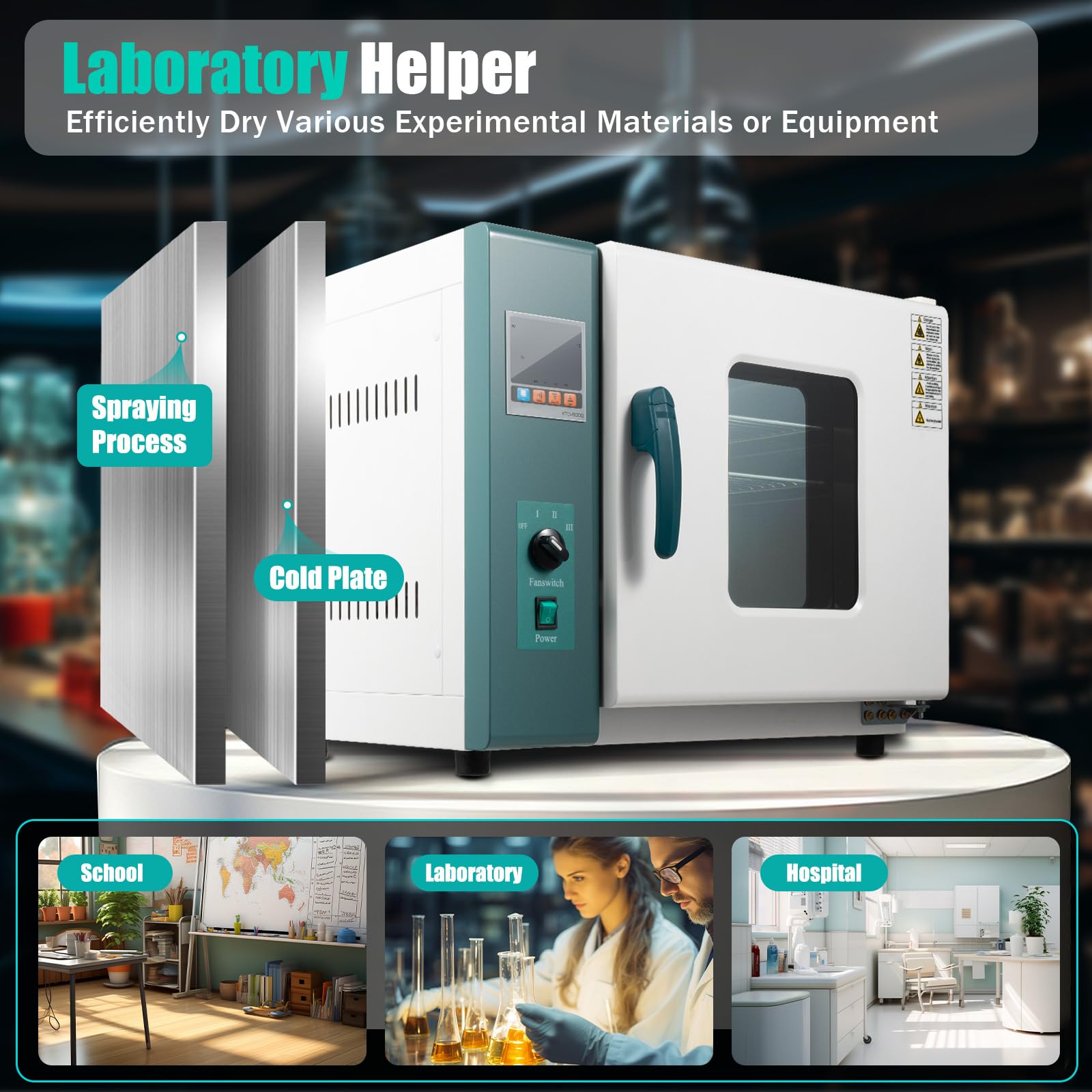 Digital Lab Forced Air Convection Drying Oven - 1000W Constant Temperature Blast Oven with Thermostatic Control | 110V | 1.5 Cu Ft Capacity | 14