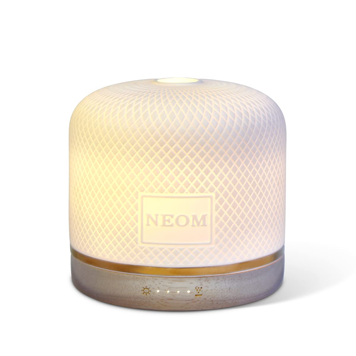 NEOM Wellbeing Pod Luxe - Premium Ultrasonic Essential Oil Diffuser with Ceramic Cover, Remote Control, LED Light & Timer | Aromatherapy Device for Home, Office, Yoga & Spa | Relaxing Home Fragrance Diffuser for Stress Relief & Better Sleep