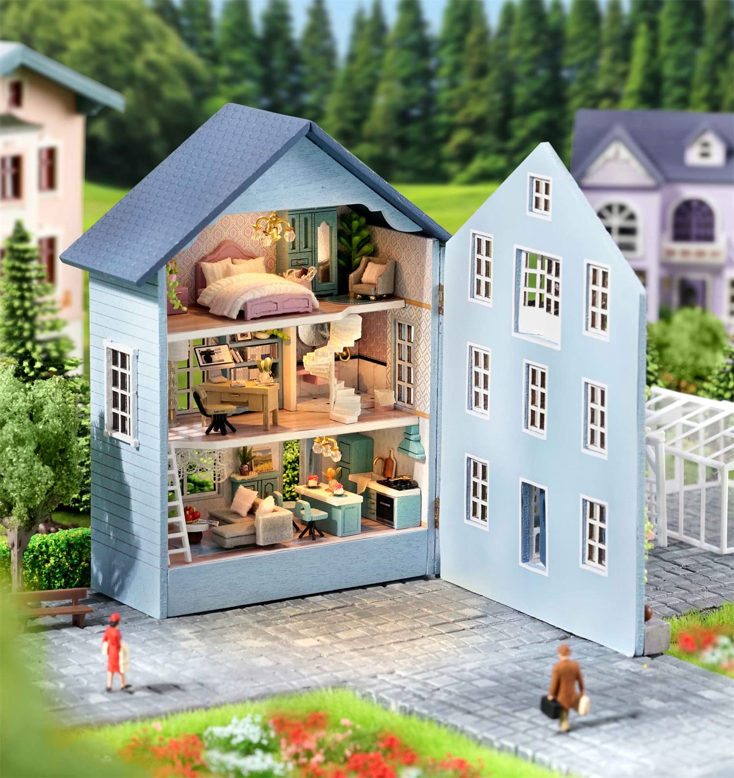 Flever DIY Miniature Dollhouse Kit - Creative Room with Tiny Furniture for Valentine's Day Gift (Molan House) | Perfect for Home Decor, Collectors & Romantic Surprises